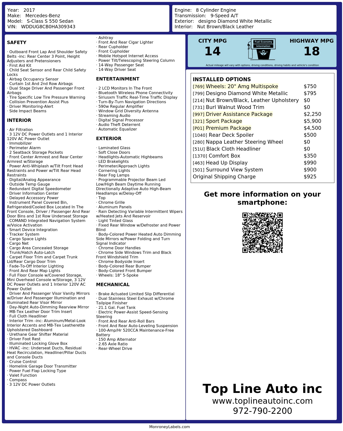 Monroney Label