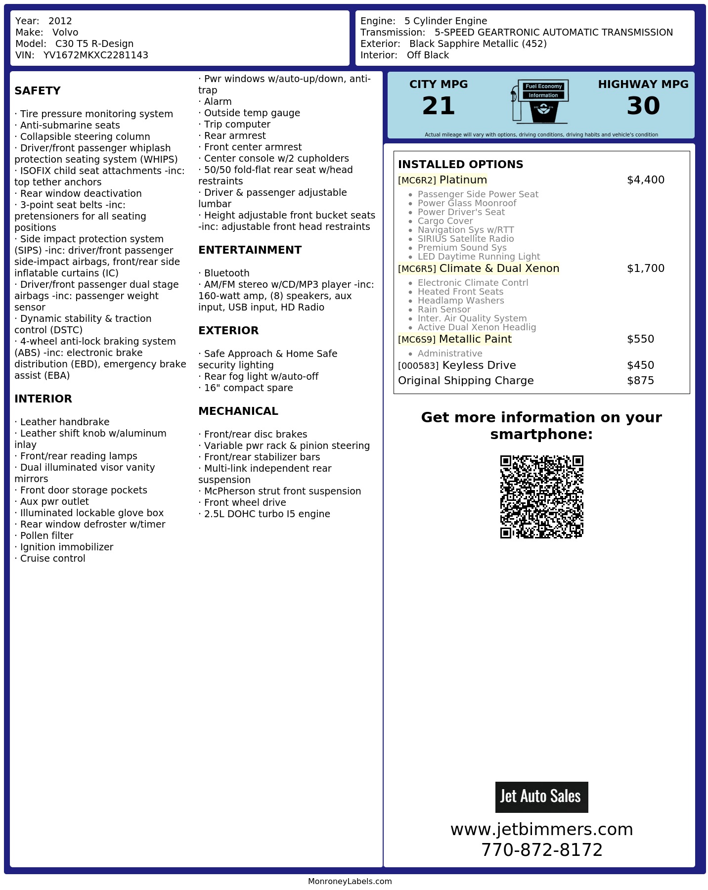 Monroney Label