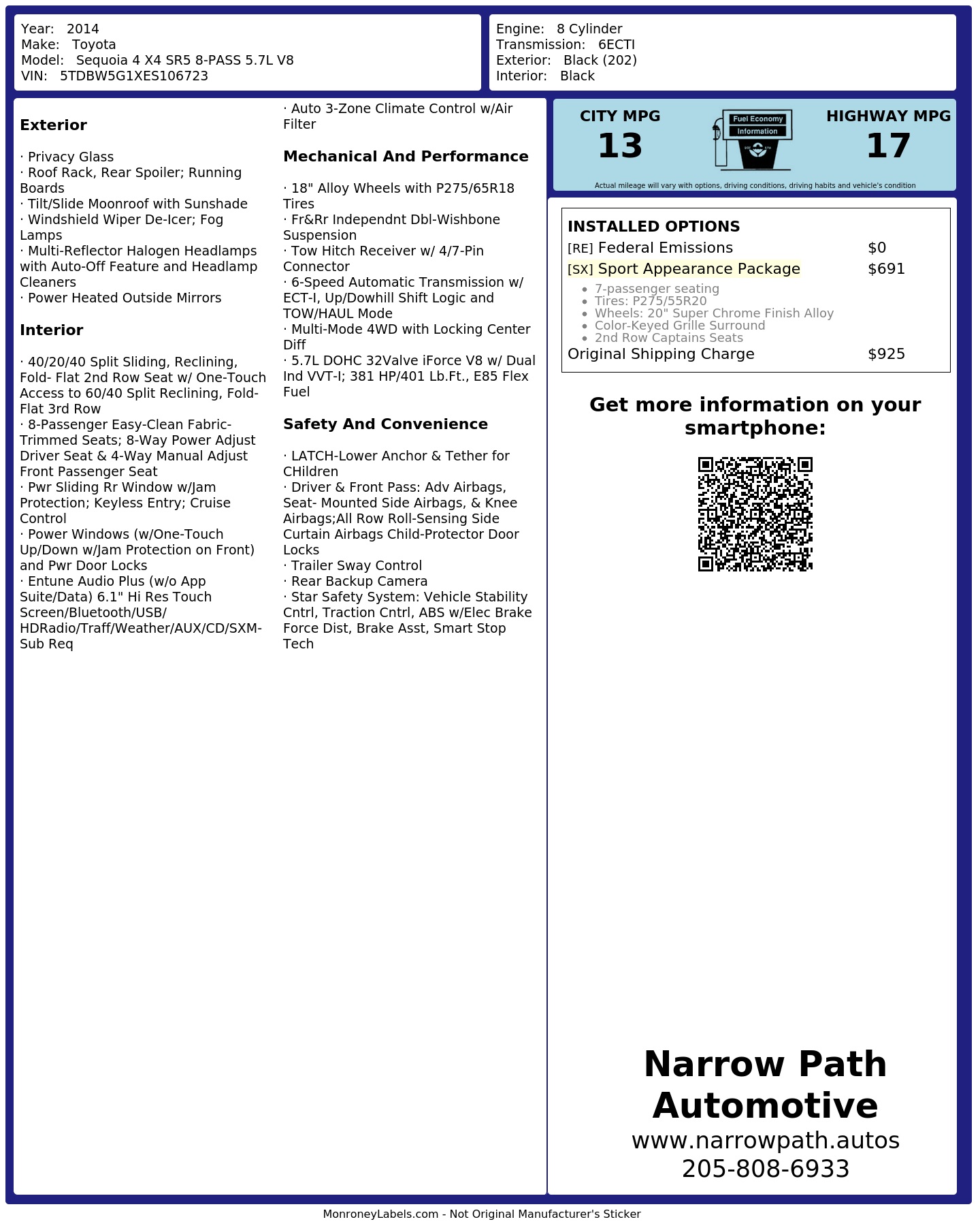 Monroney Label