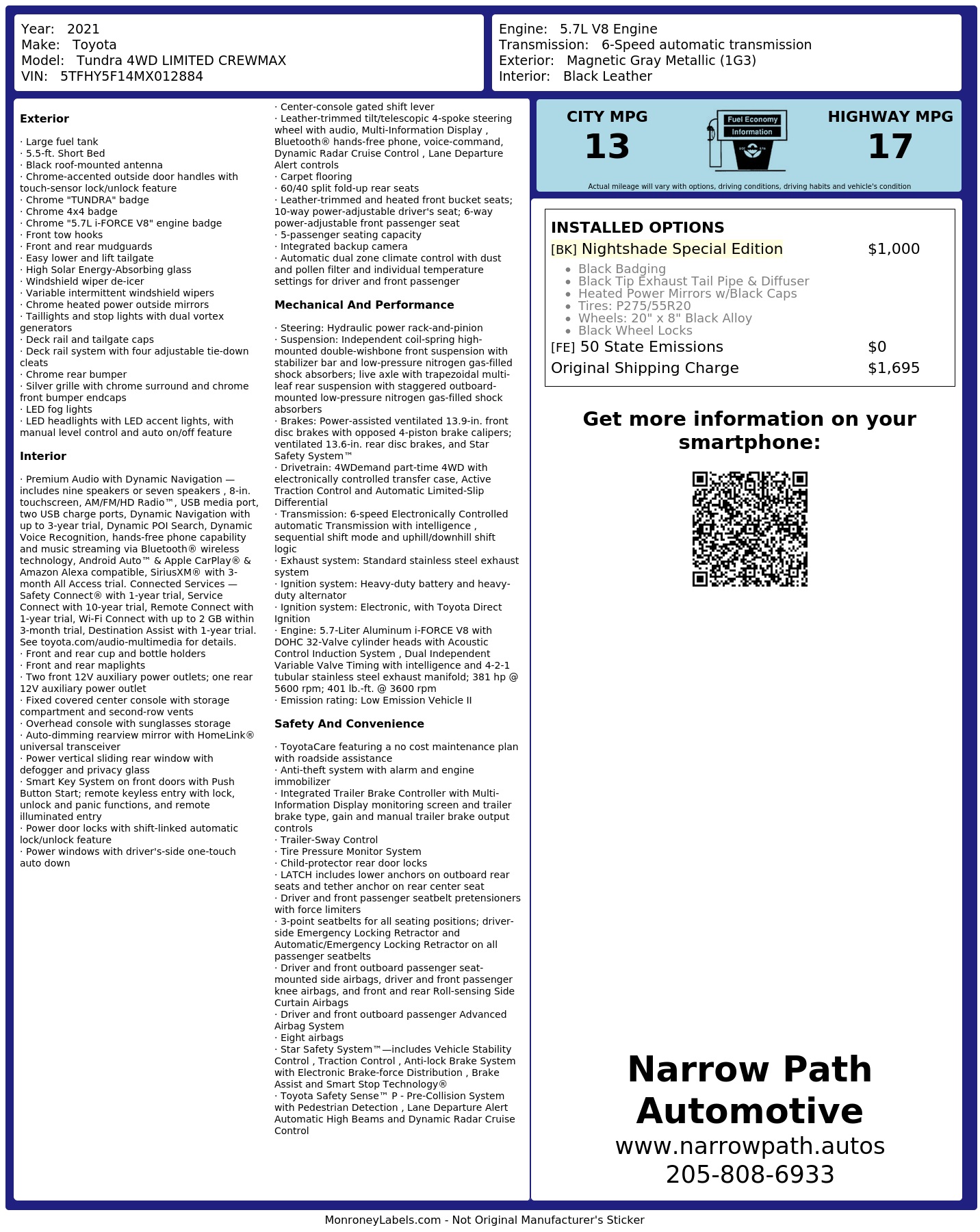 Monroney Label