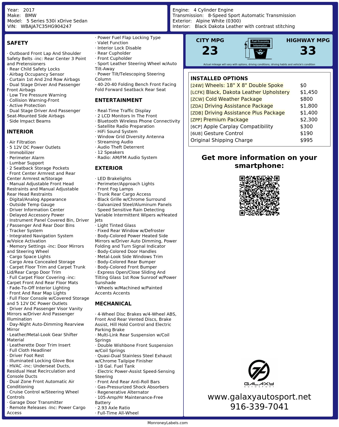 Monroney Label