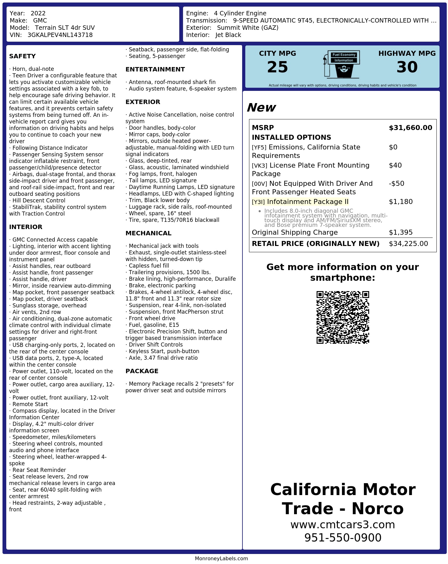 Monroney Label