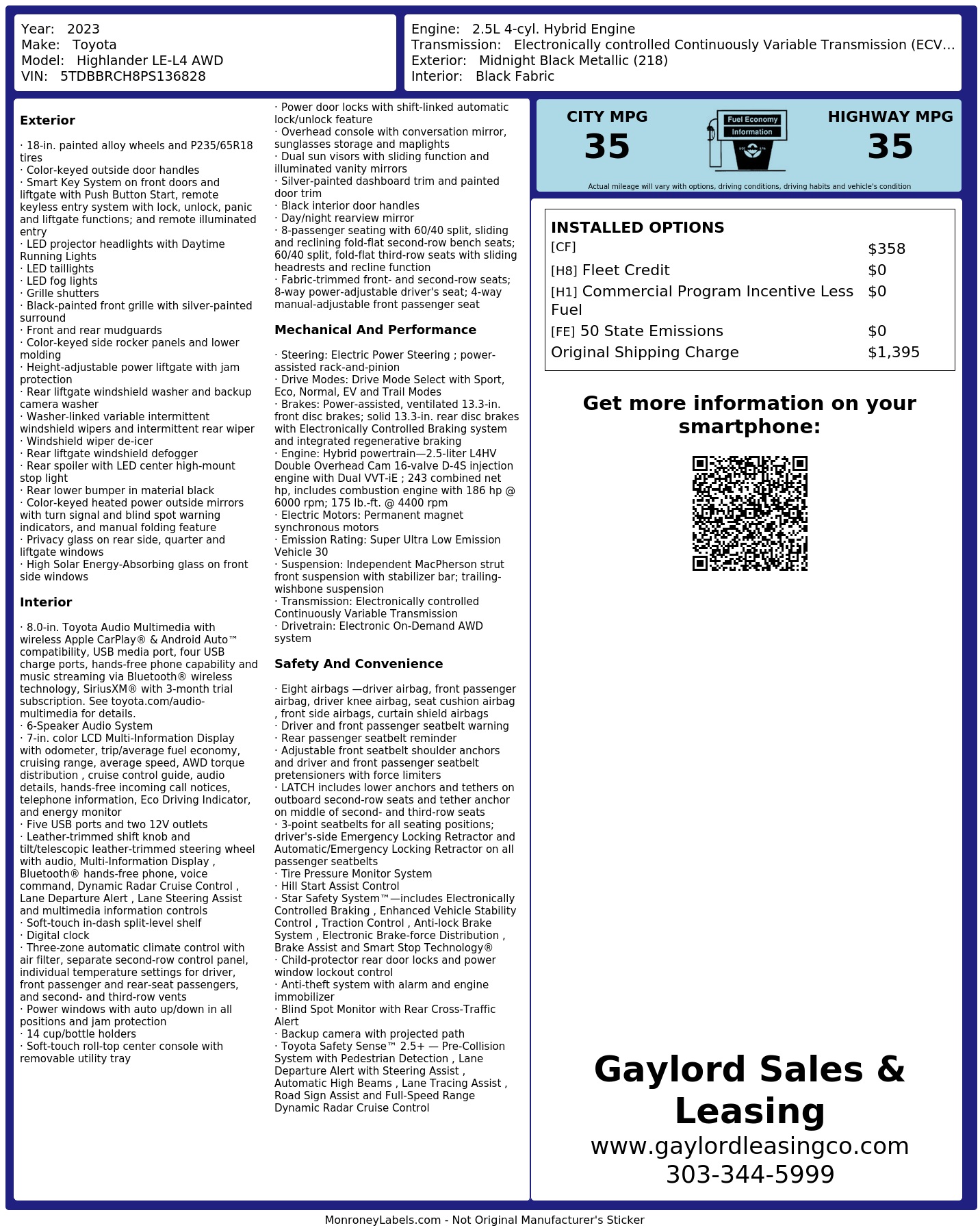 Monroney Label