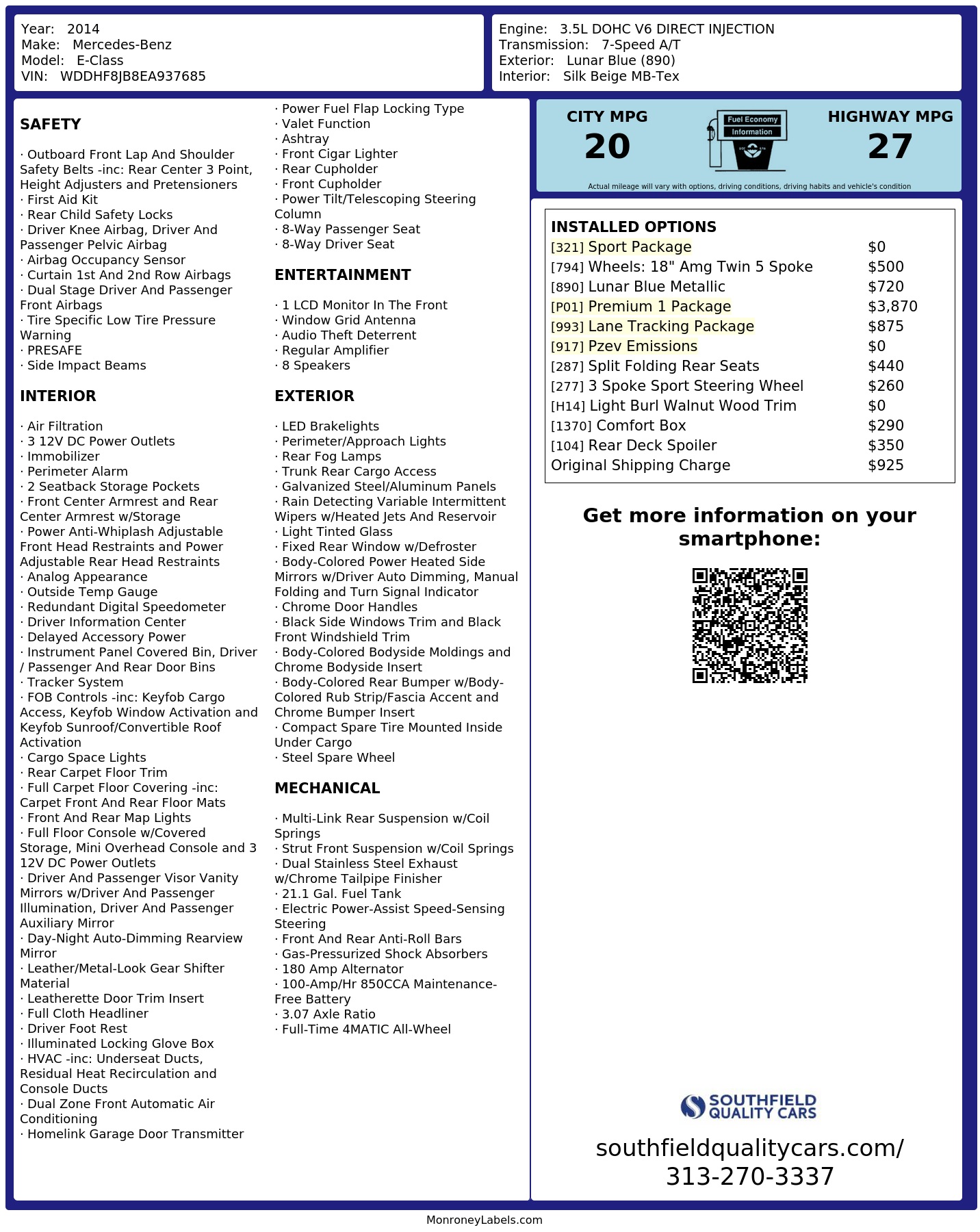Monroney Label