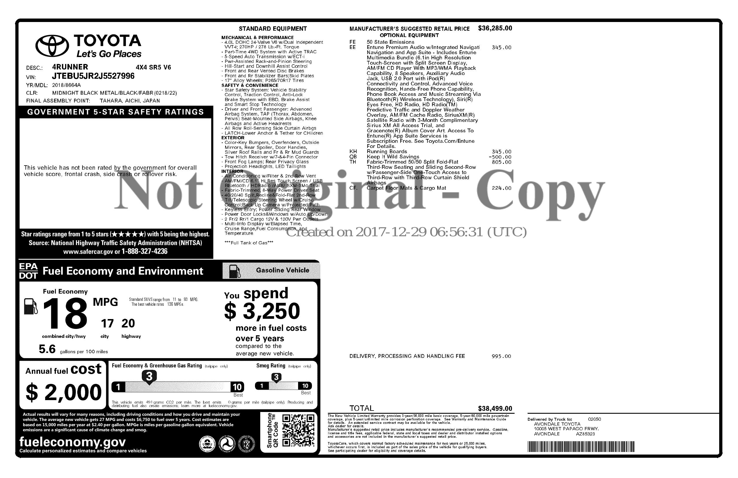 Monroney Label
