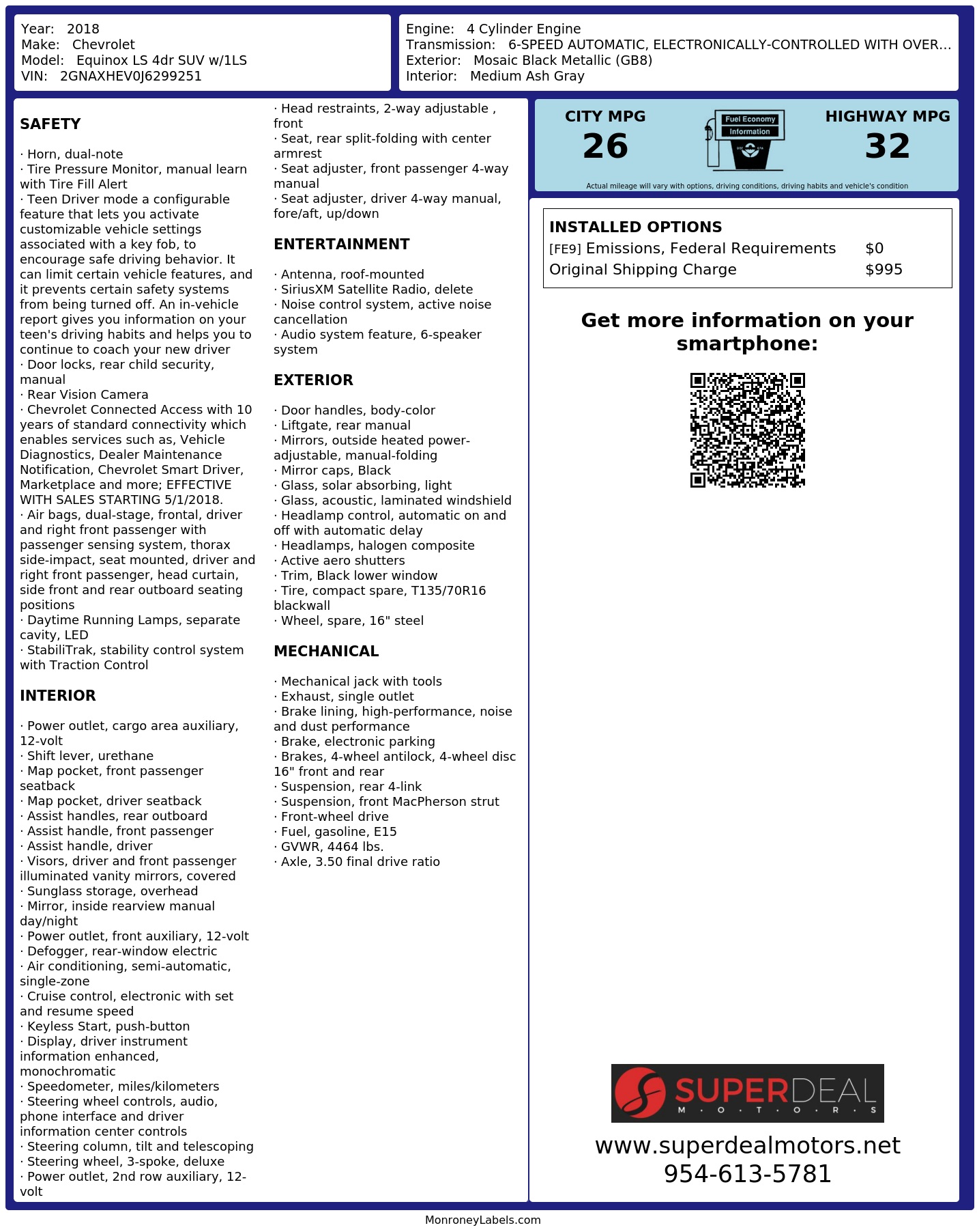 Monroney Label