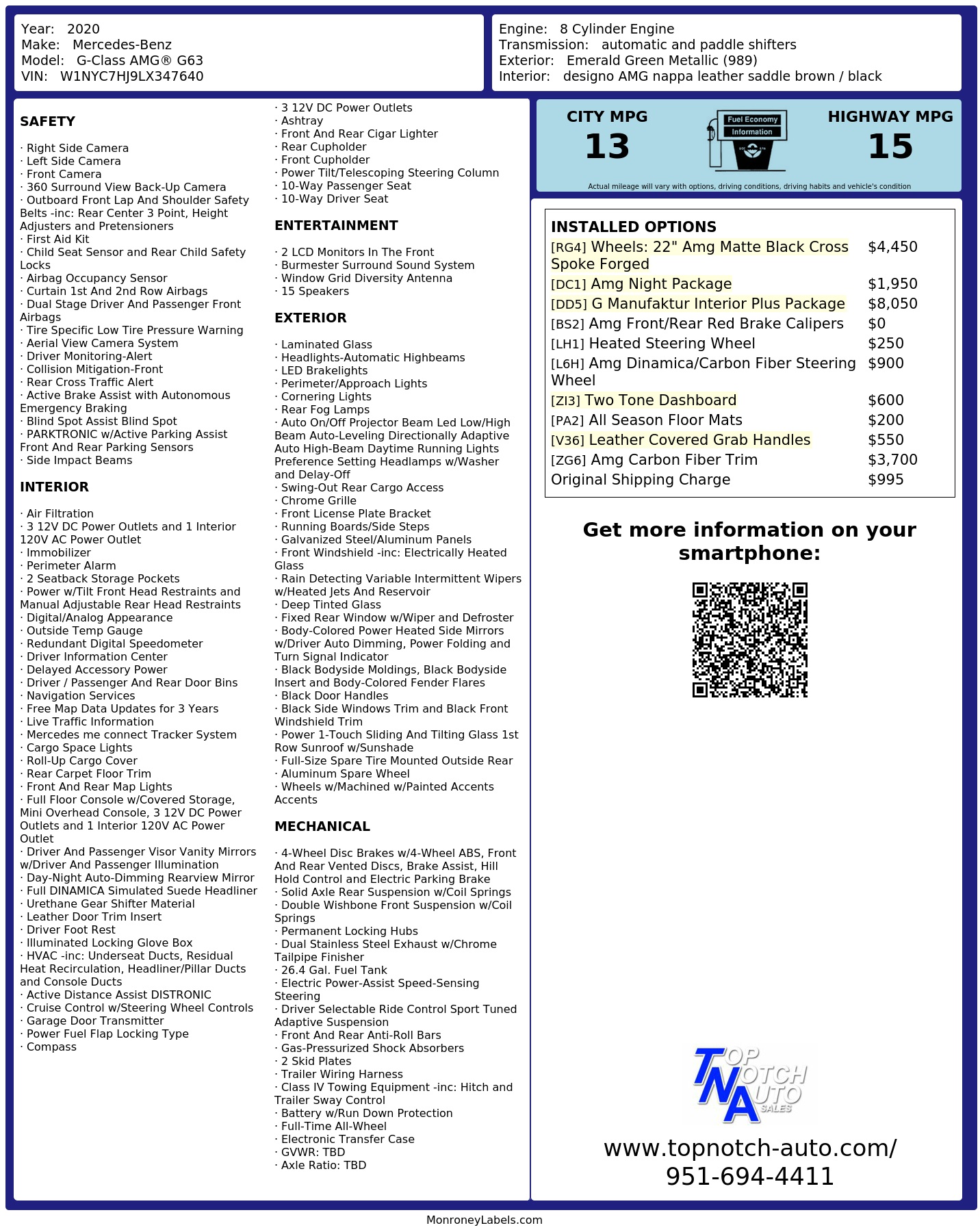 Monroney Label