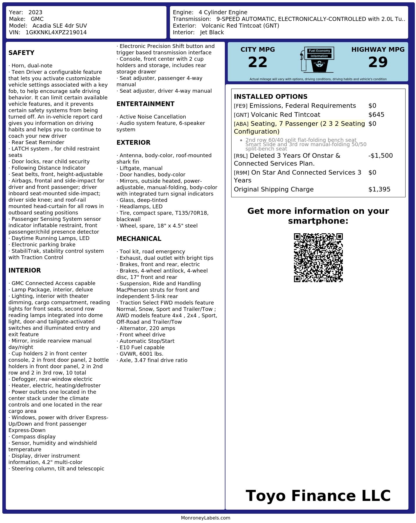 Monroney Label