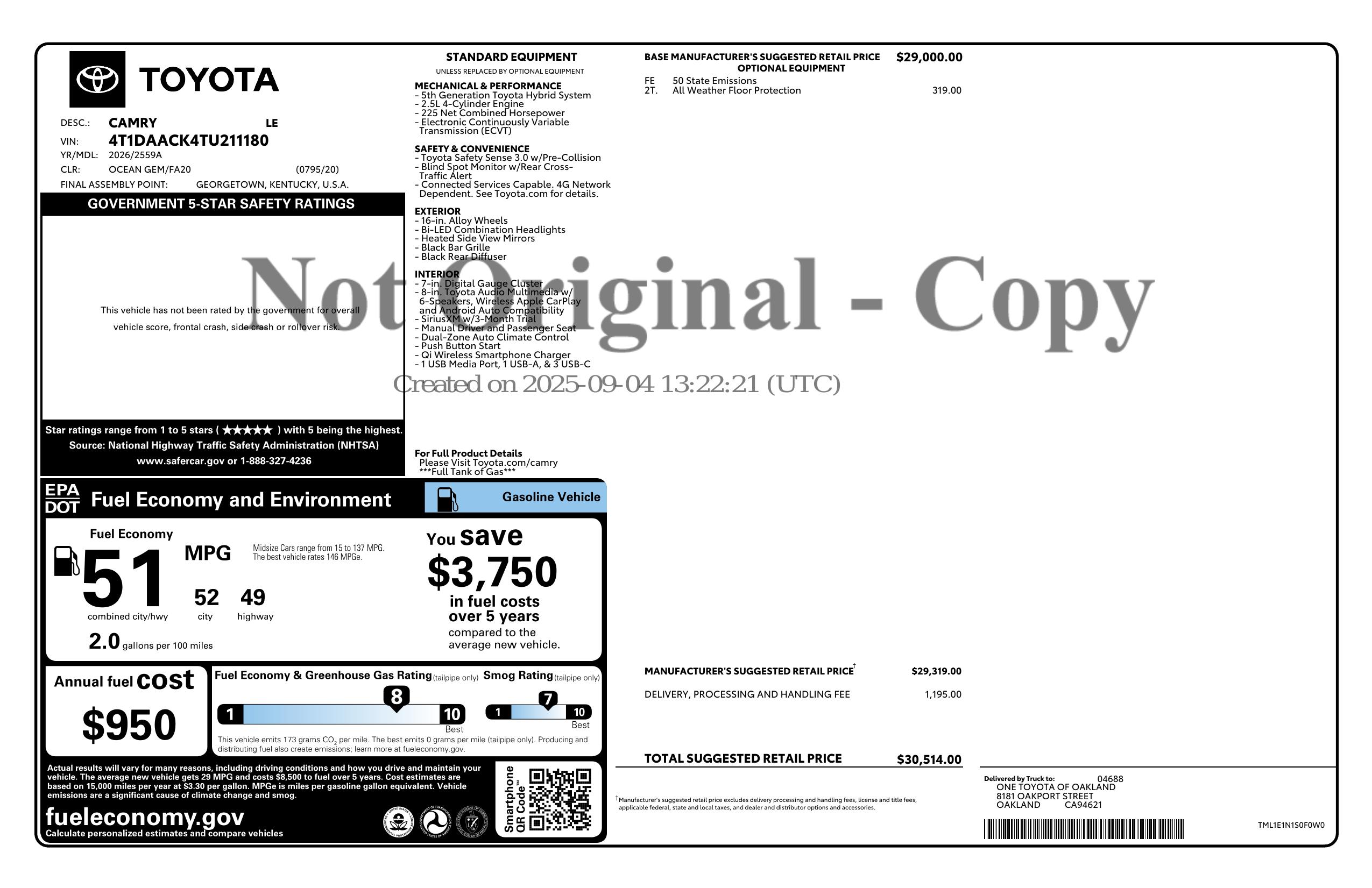 Monroney Label