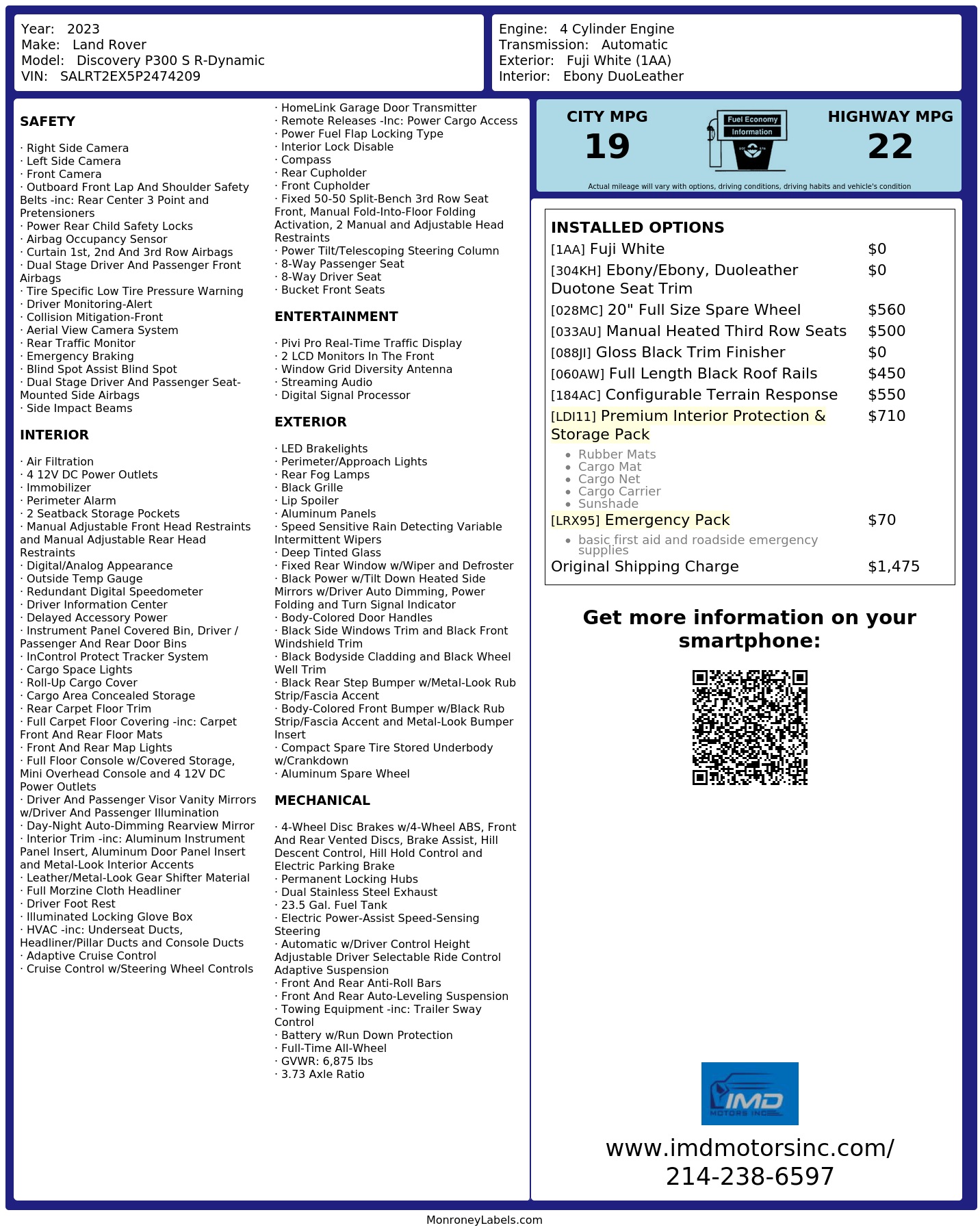 Monroney Label