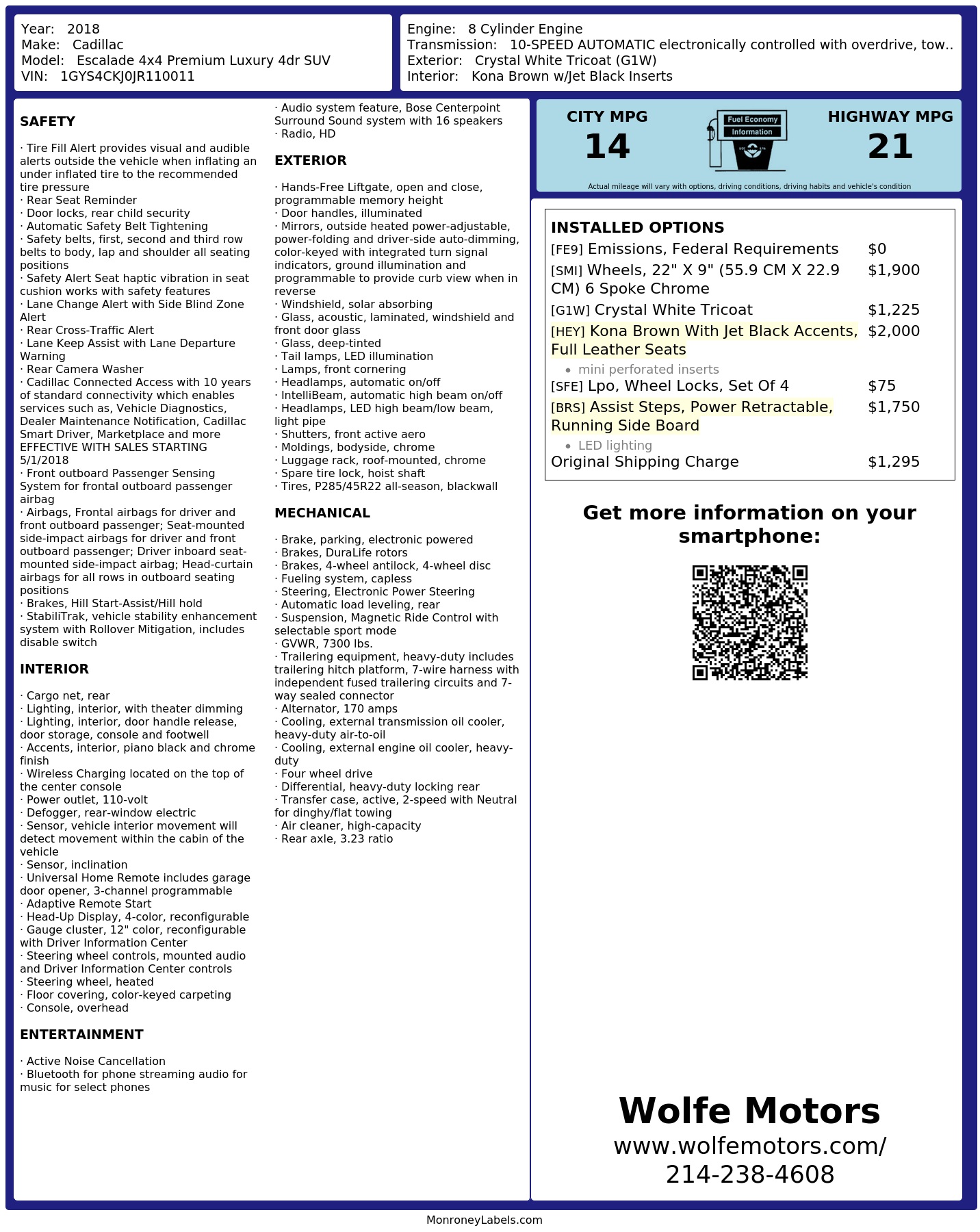 Monroney Label