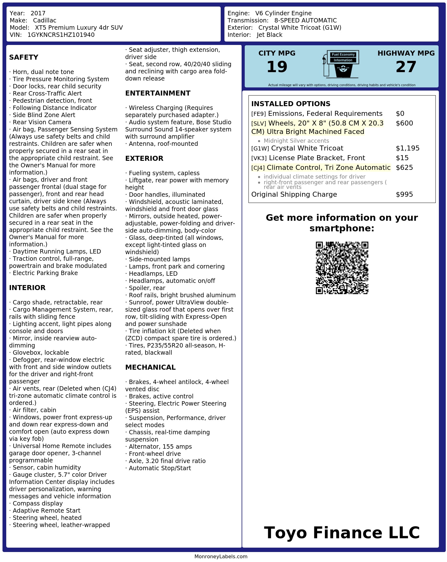 Monroney Label