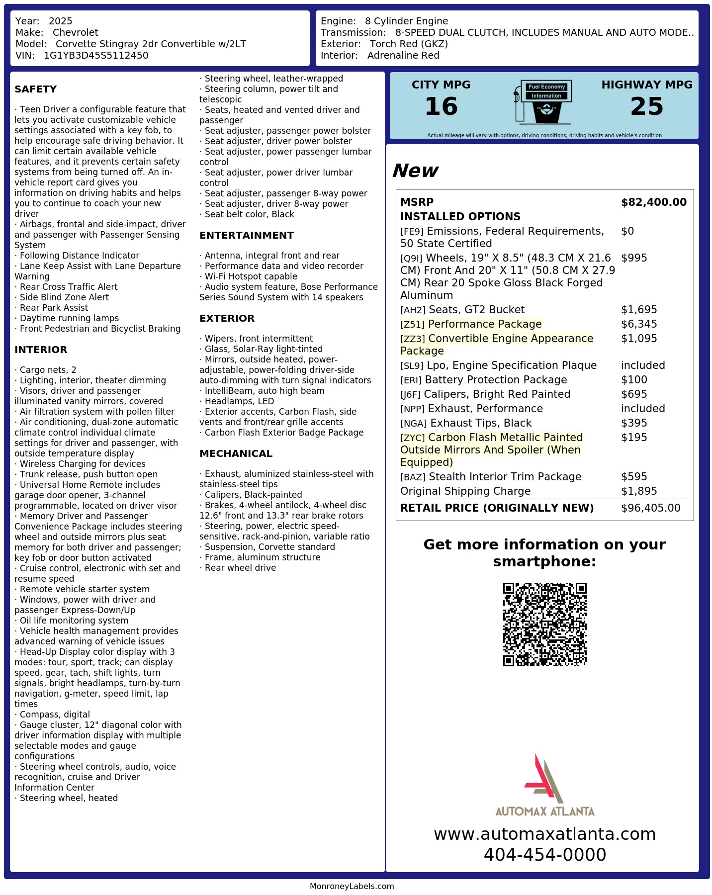 Monroney Label