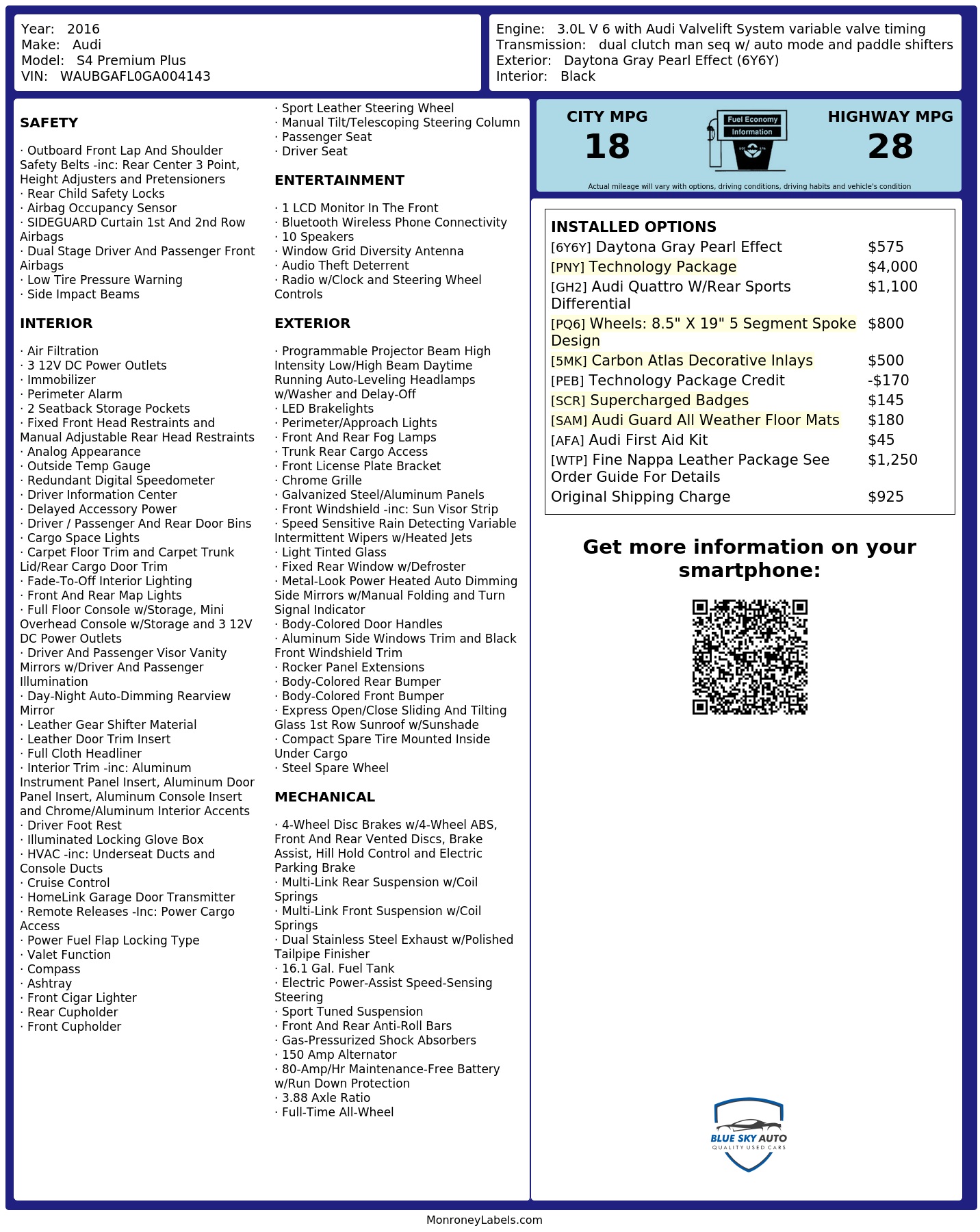 Monroney Label