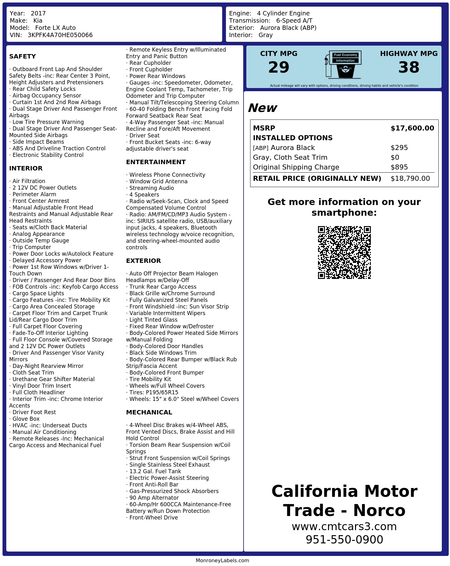 Monroney Label