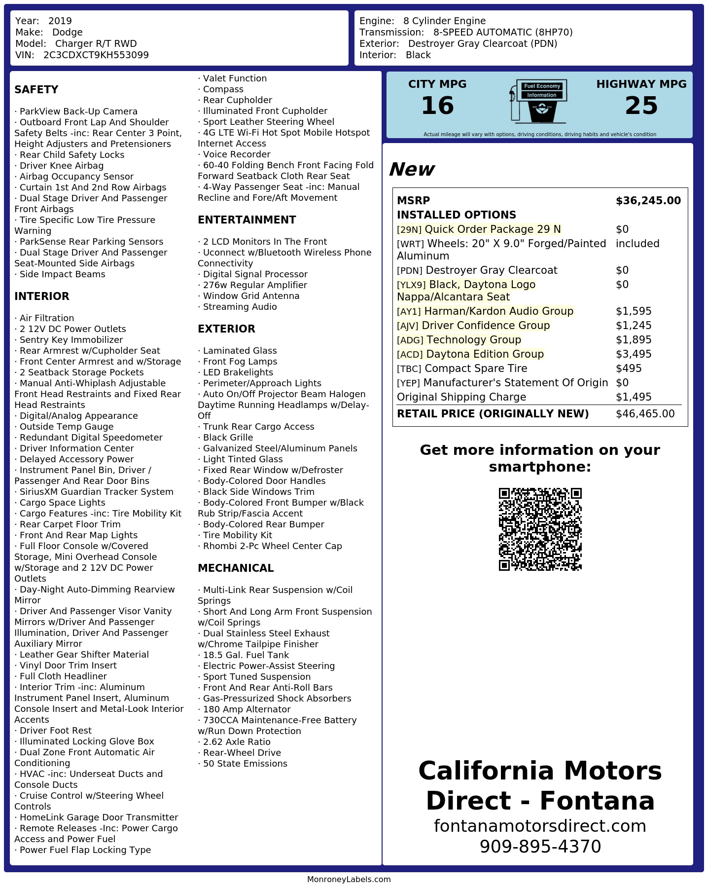 Monroney Label