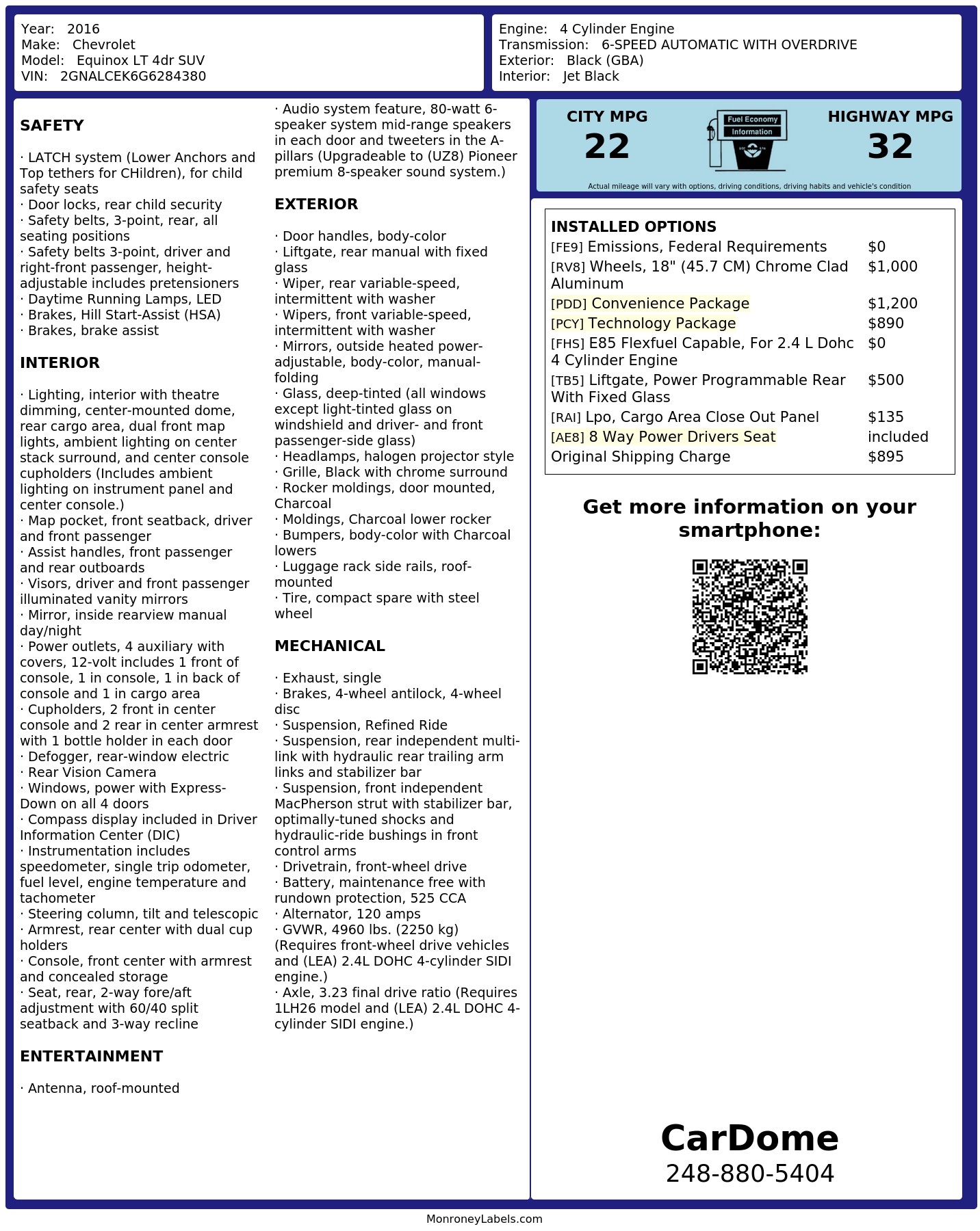 Monroney Label