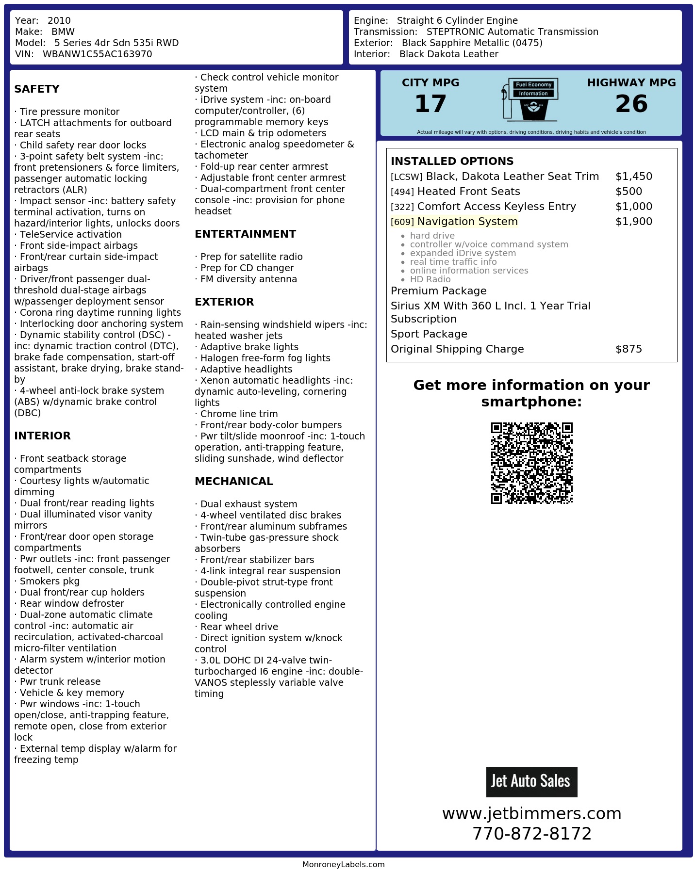 Monroney Label