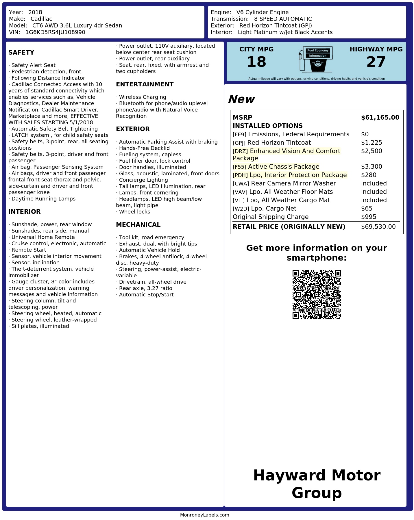Monroney Label