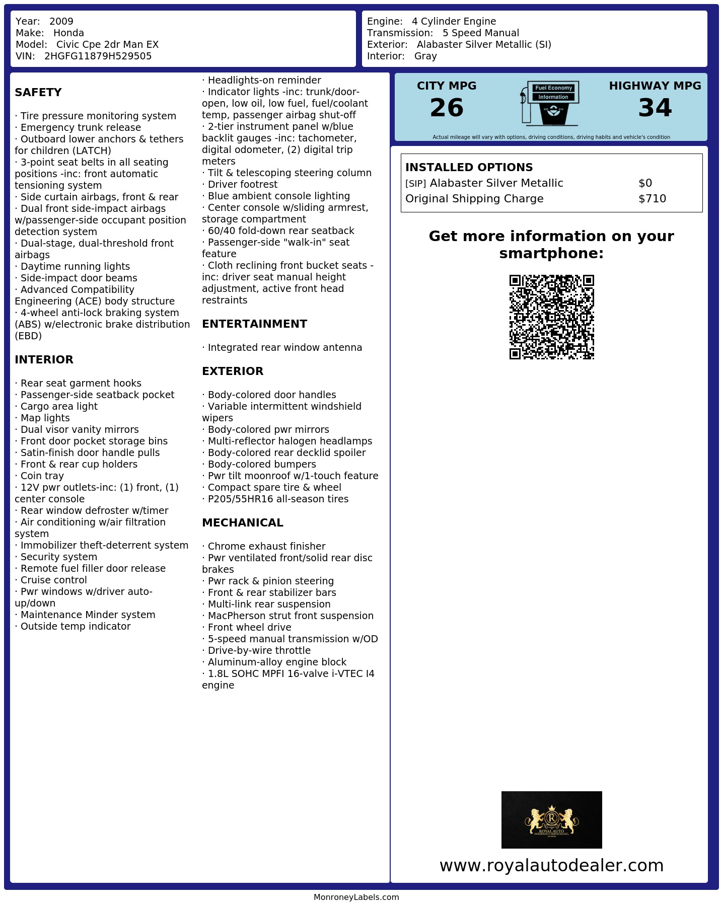 Monroney Label