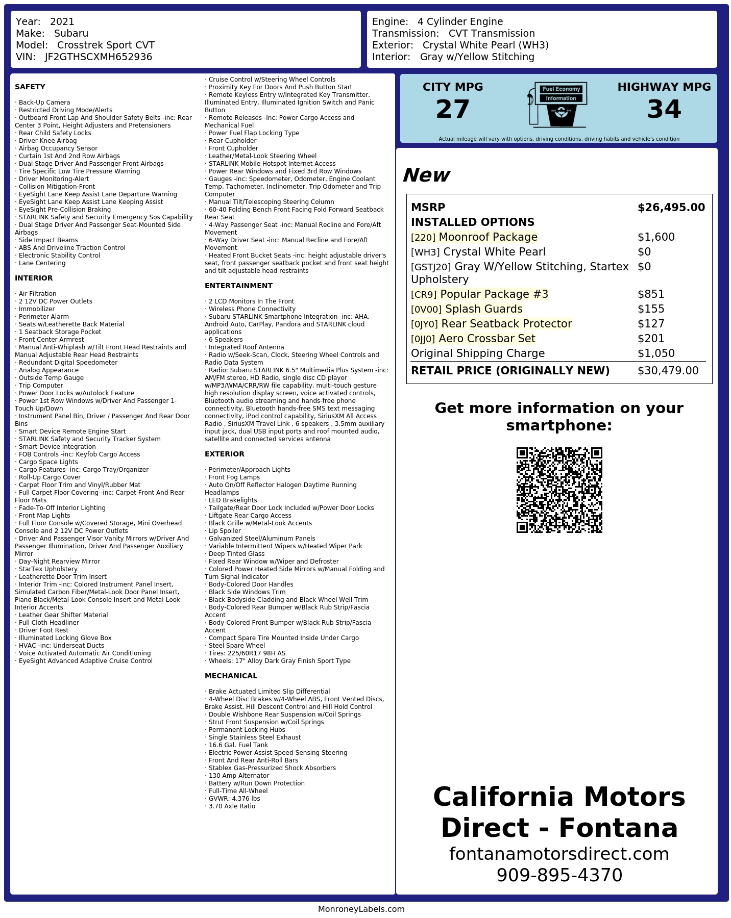 Monroney Label