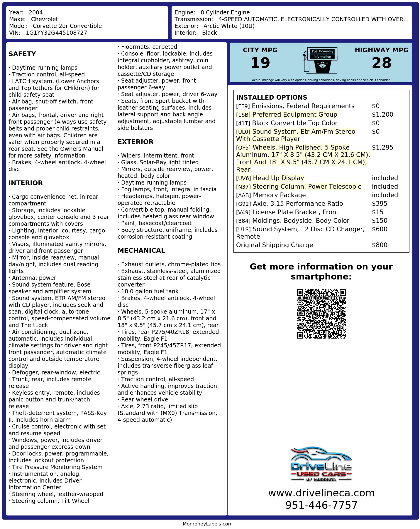 Monroney Label