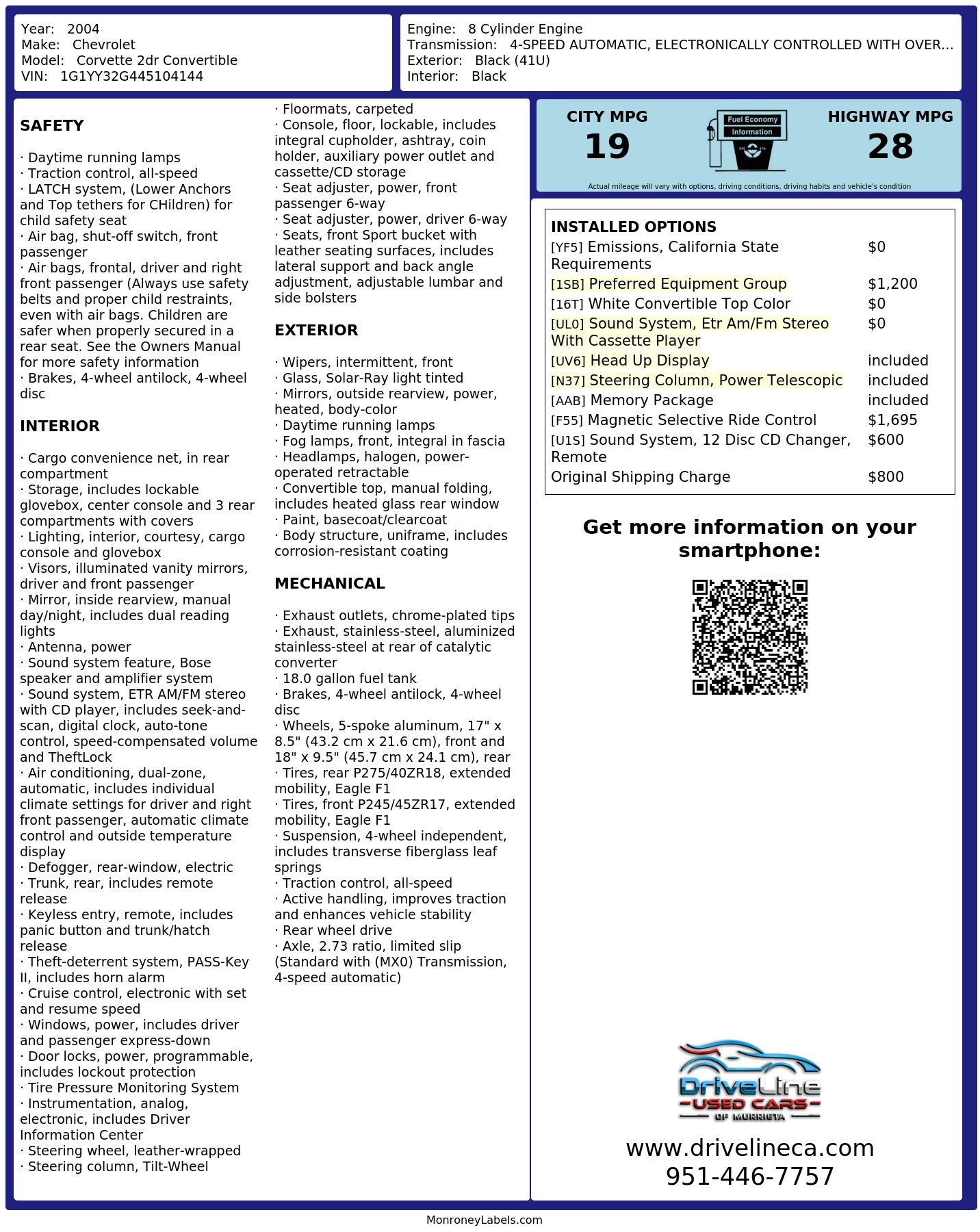 Monroney Label