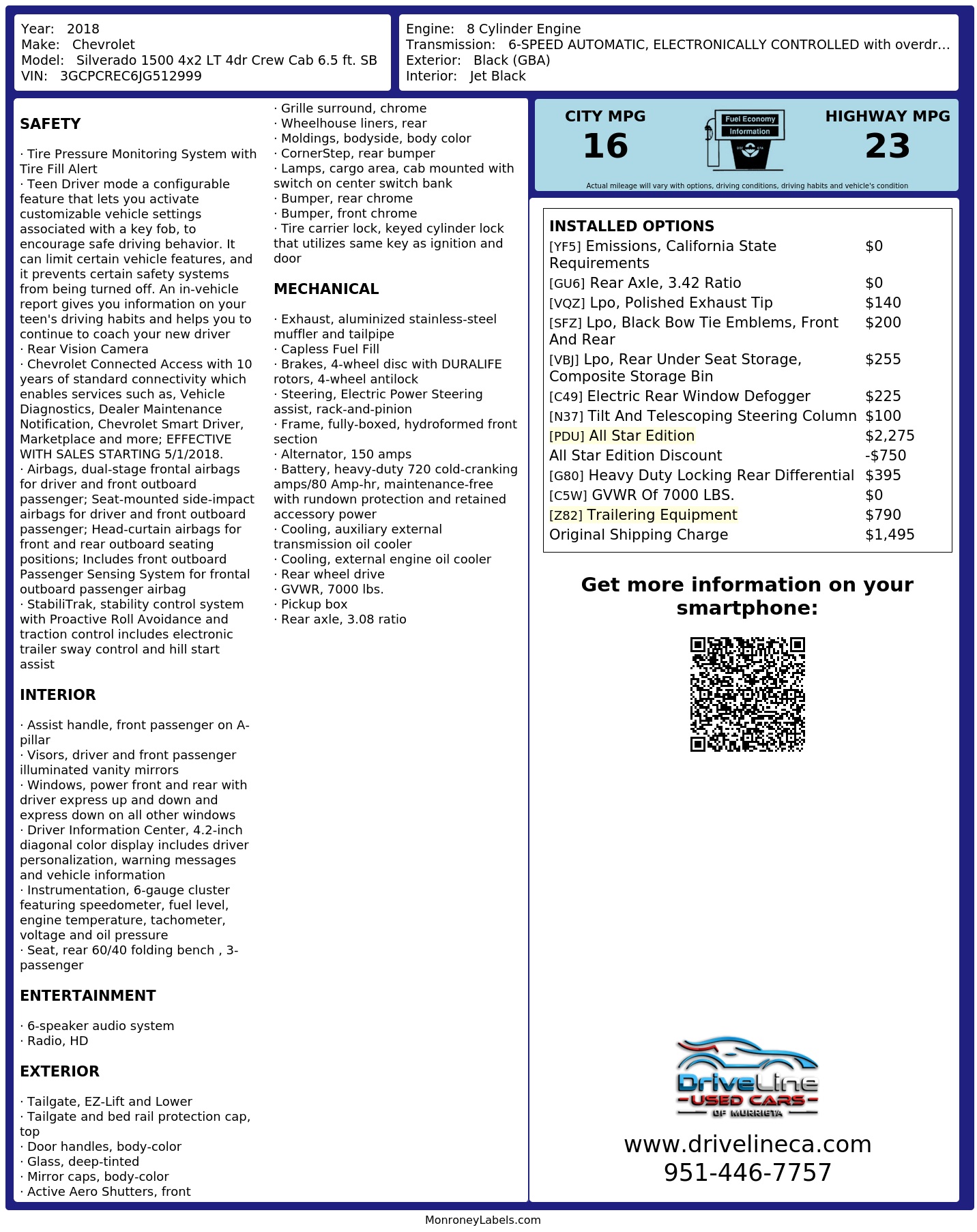 Monroney Label