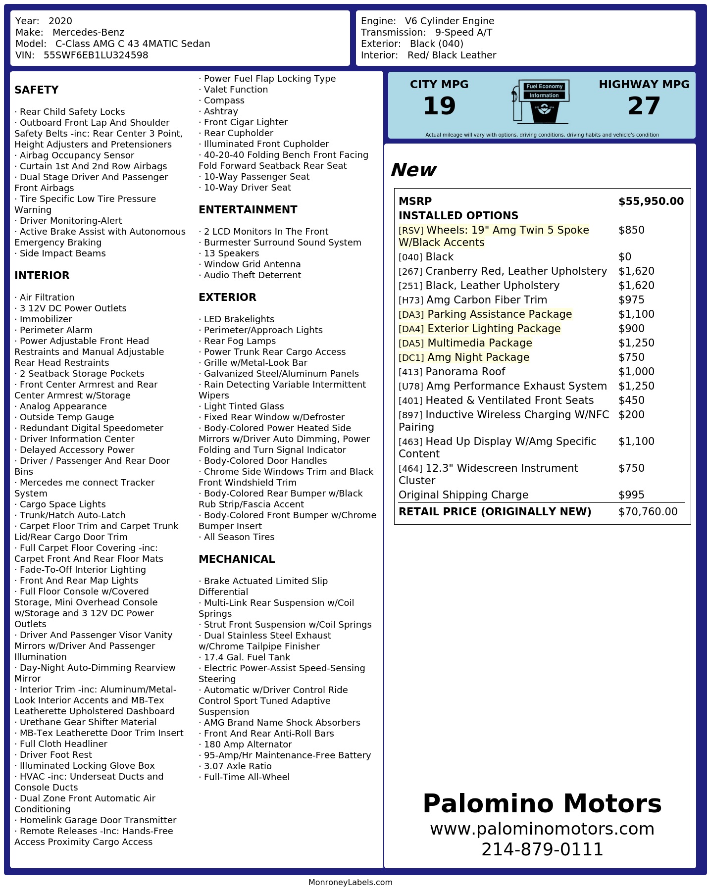 Monroney Label