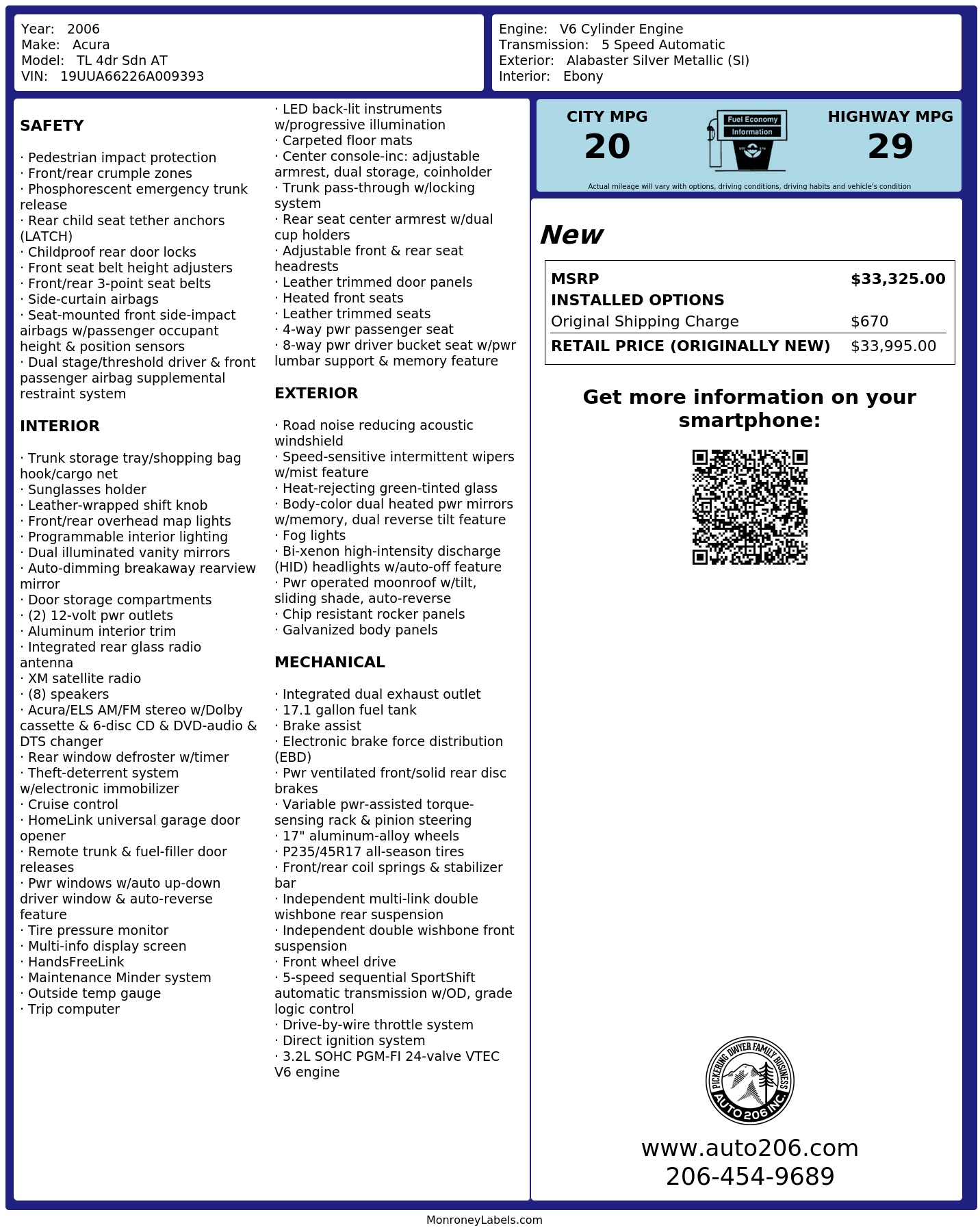 Monroney Label