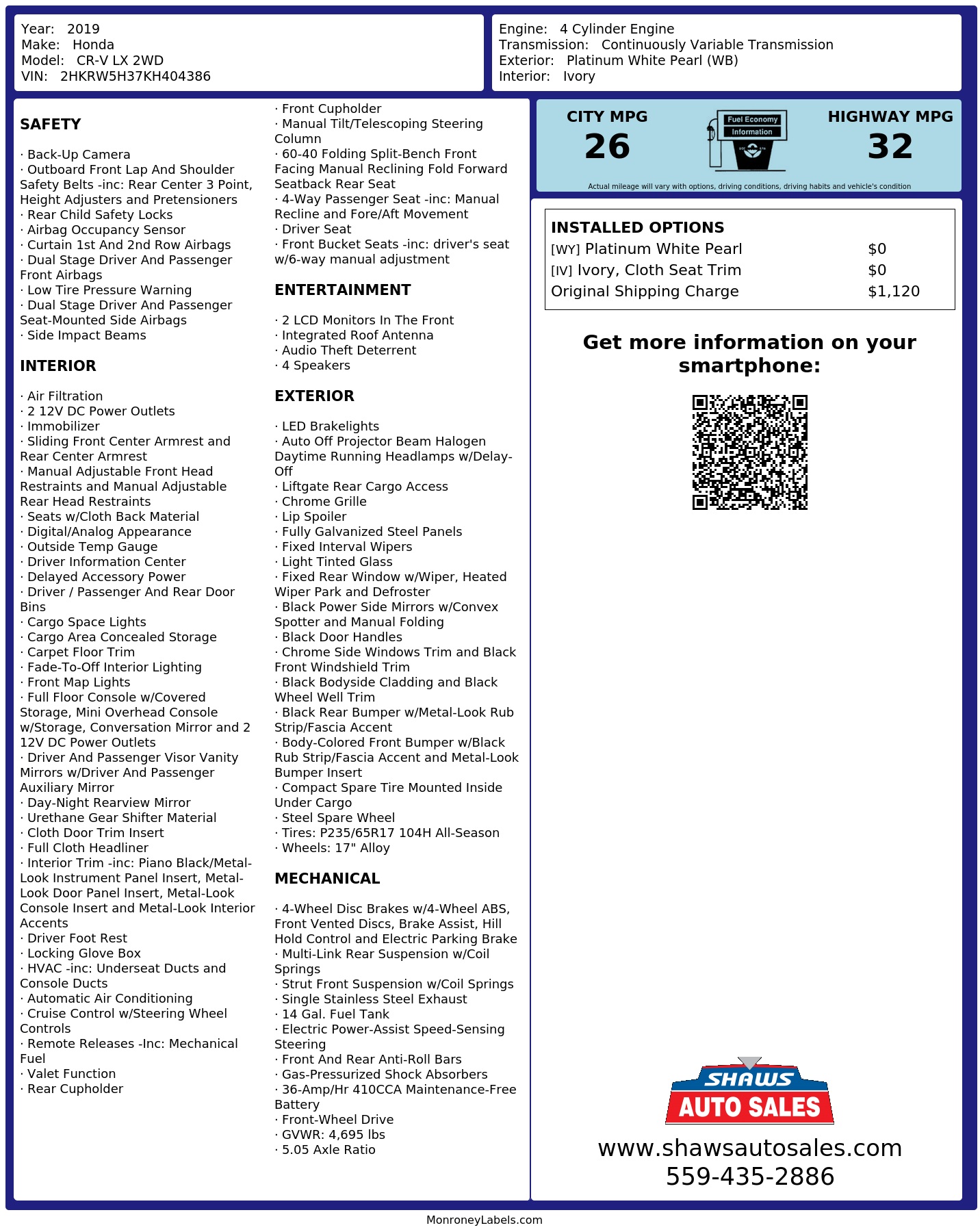 Monroney Label