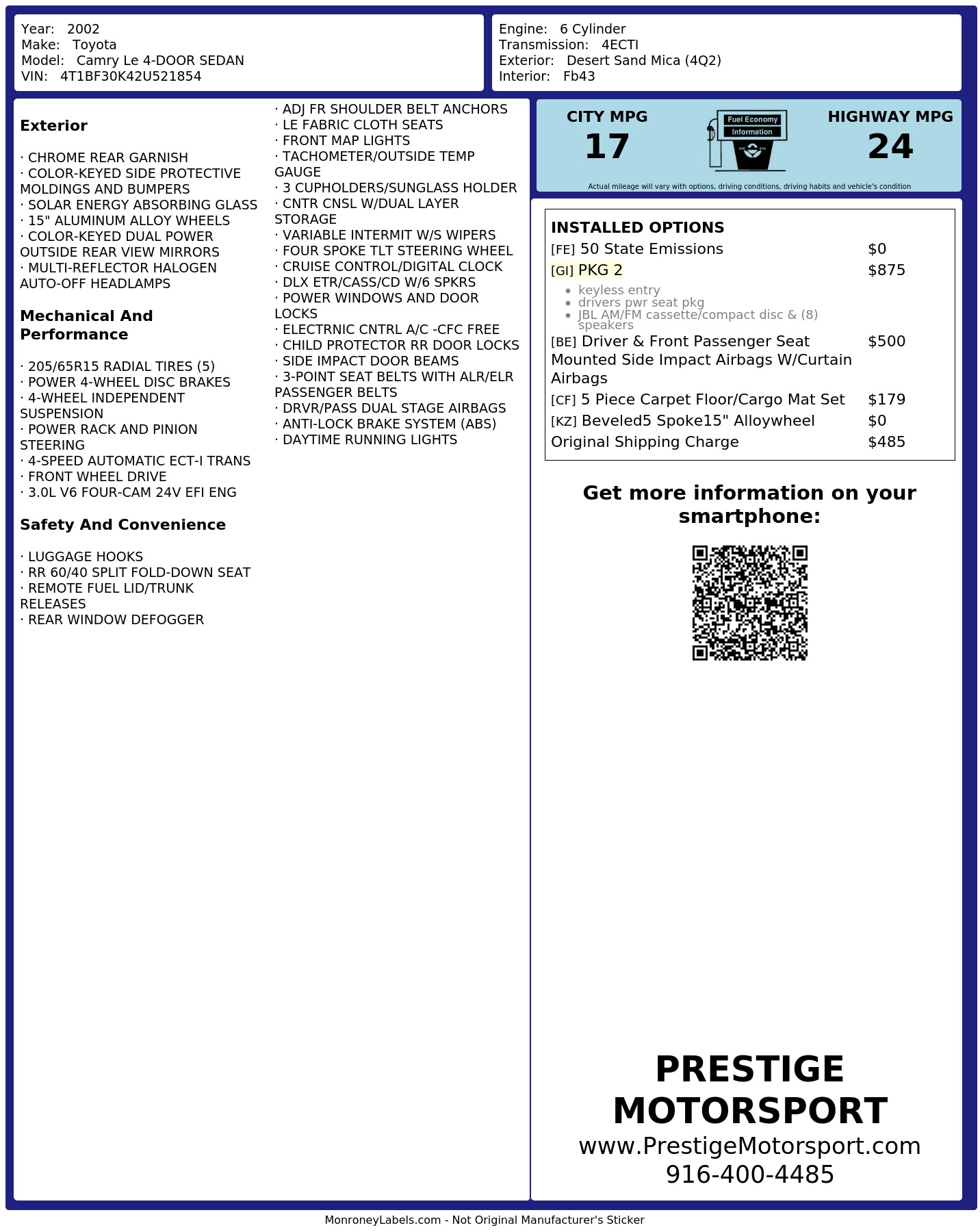 Monroney Label