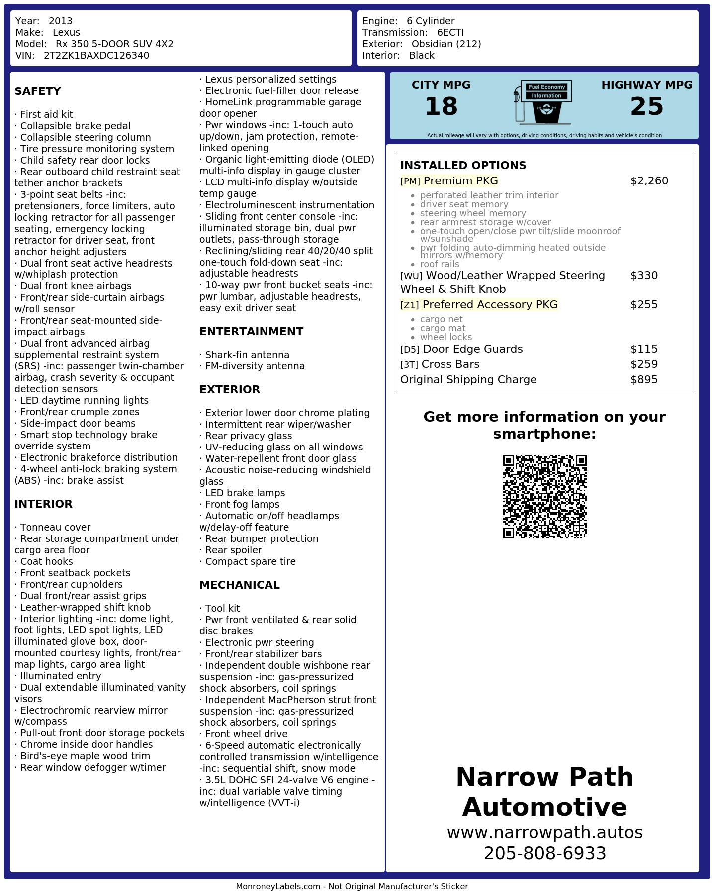 Monroney Label