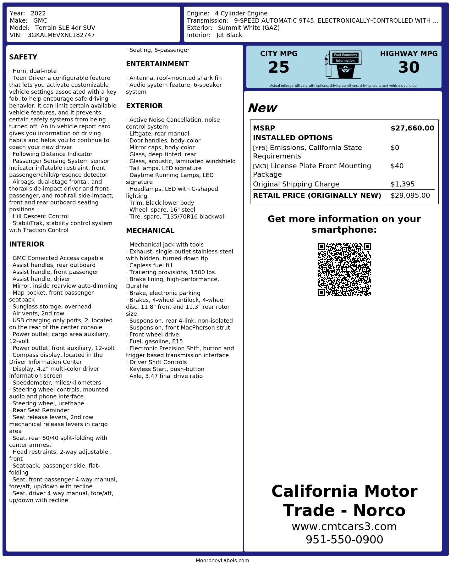 Monroney Label