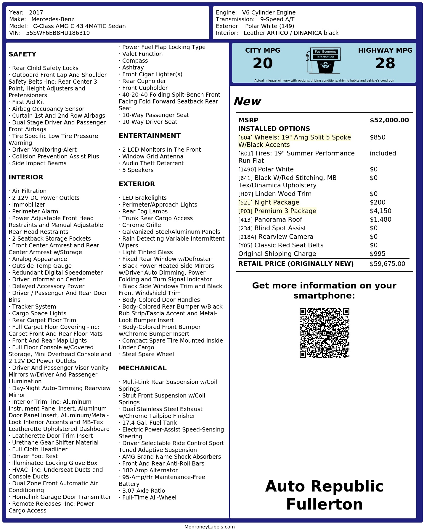 Monroney Label