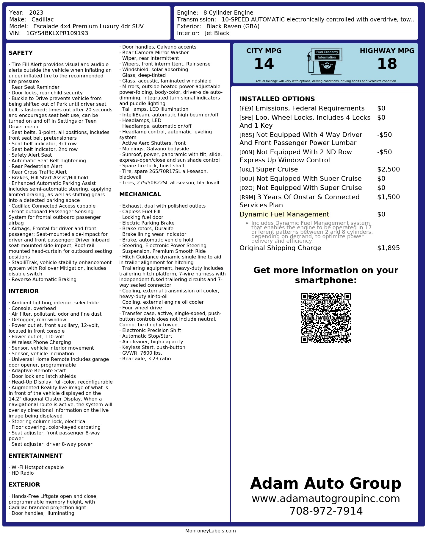Monroney Label