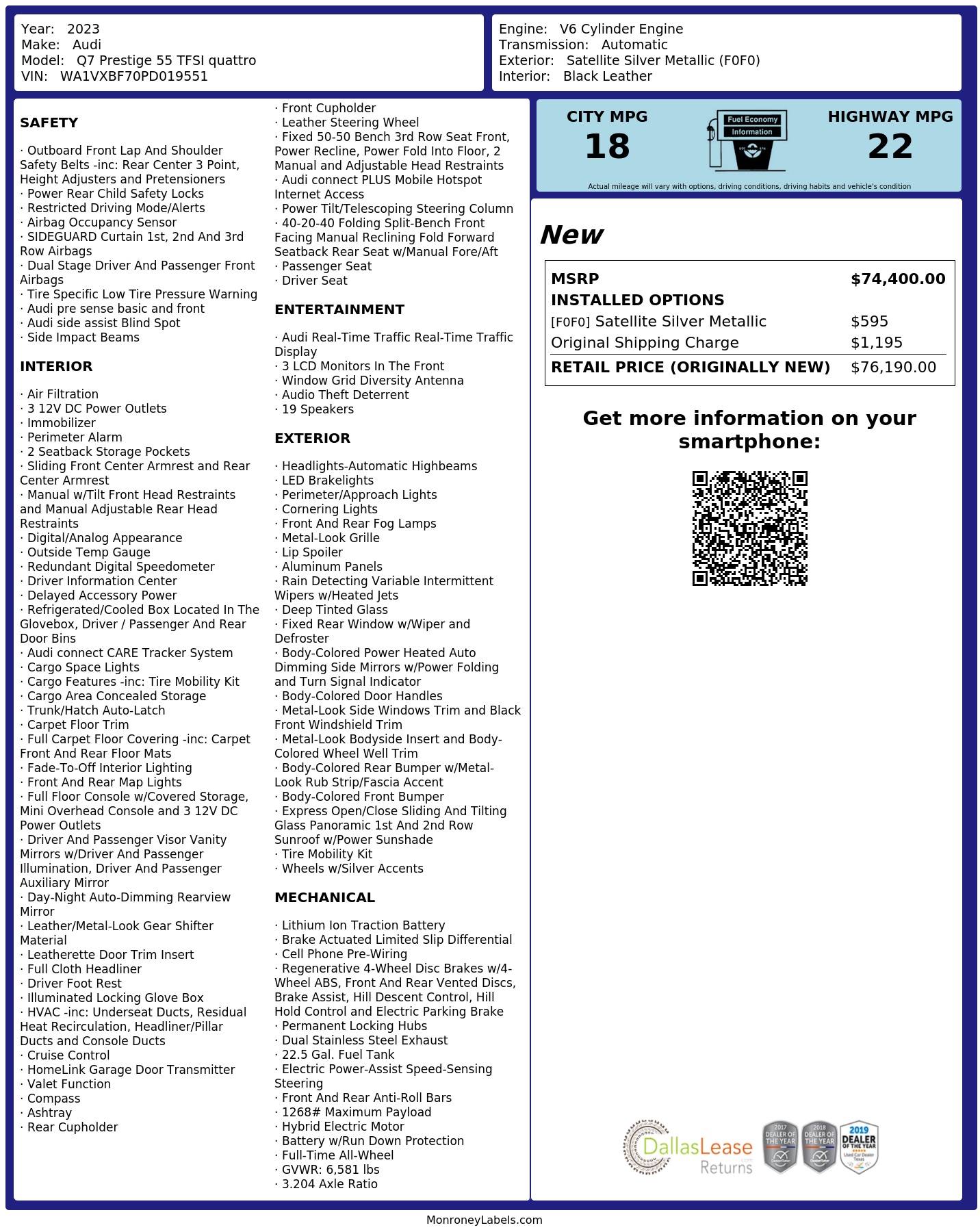 Monroney Label
