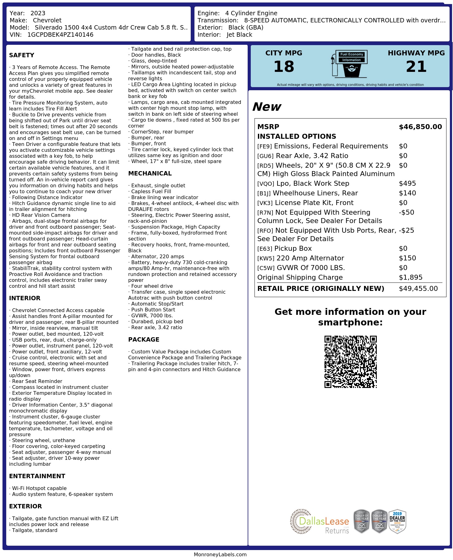 Monroney Label