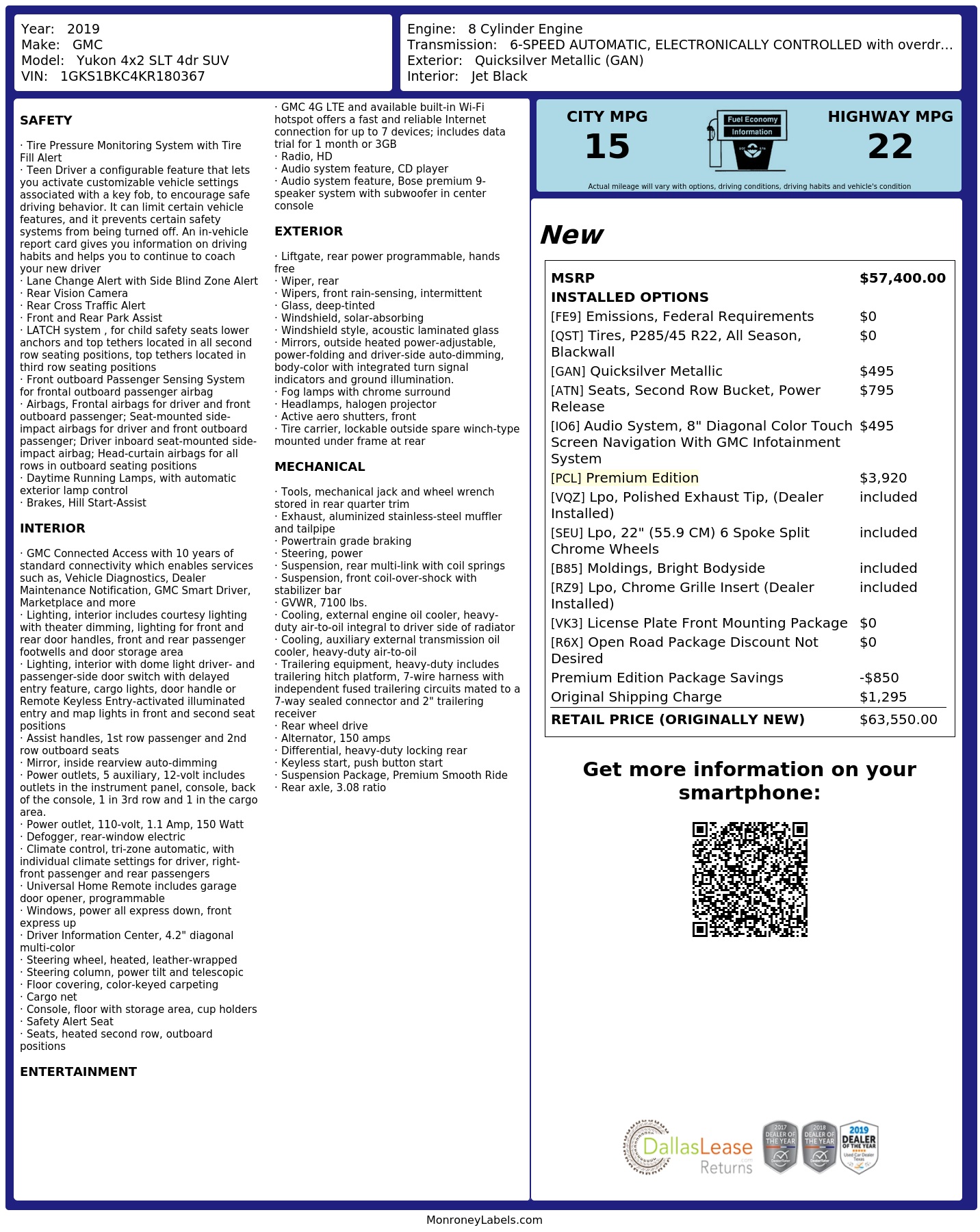 Monroney Label