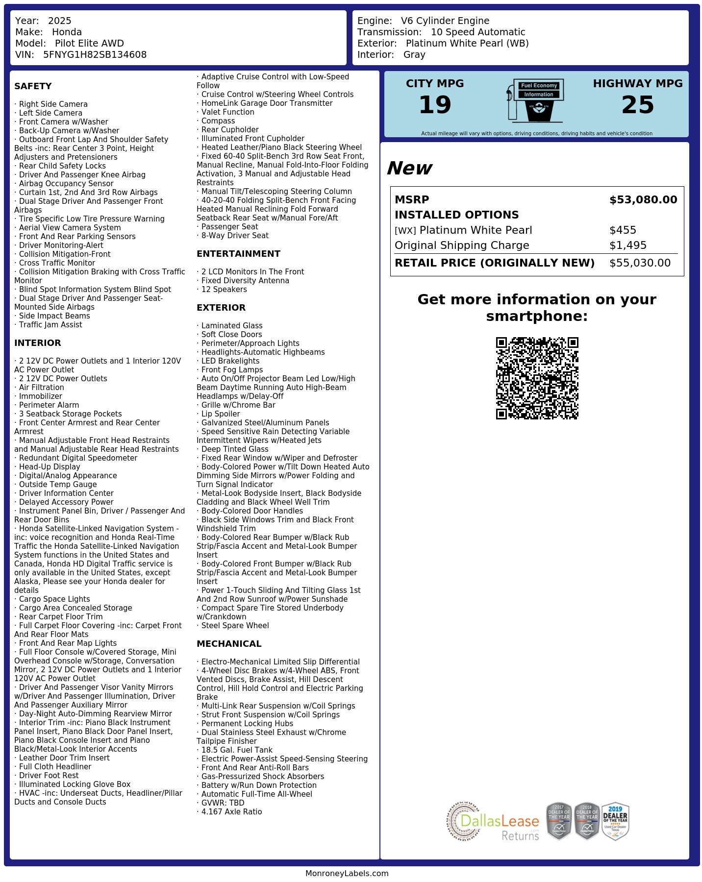 Monroney Label