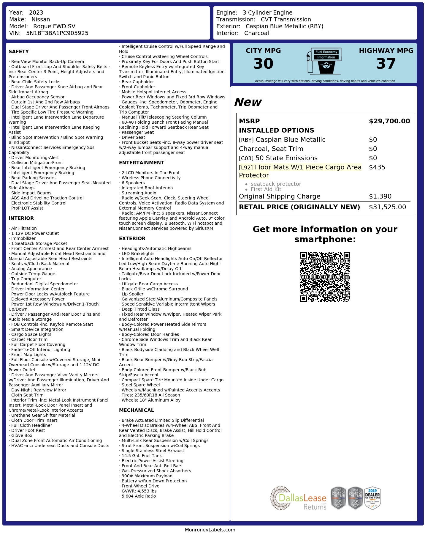 Monroney Label