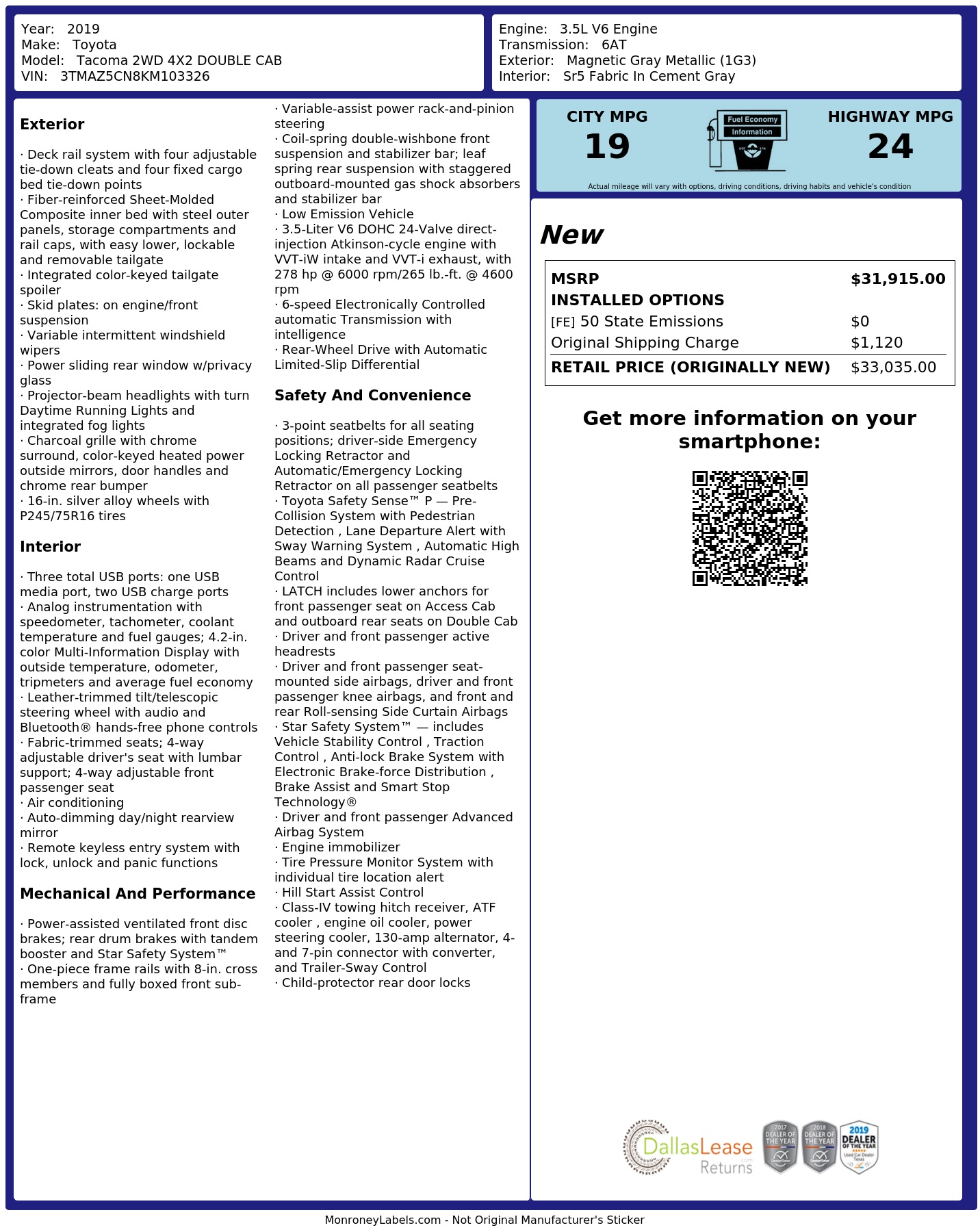 Monroney Label