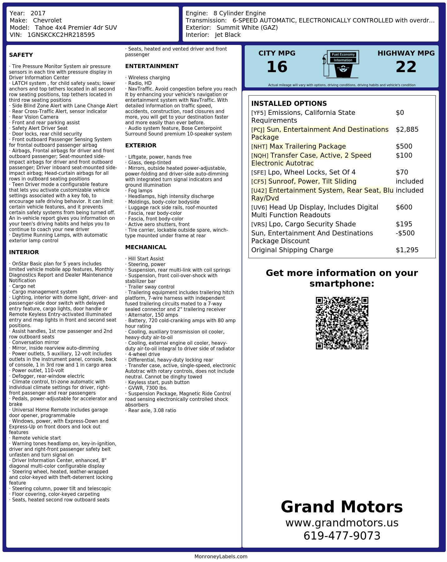 Monroney Label