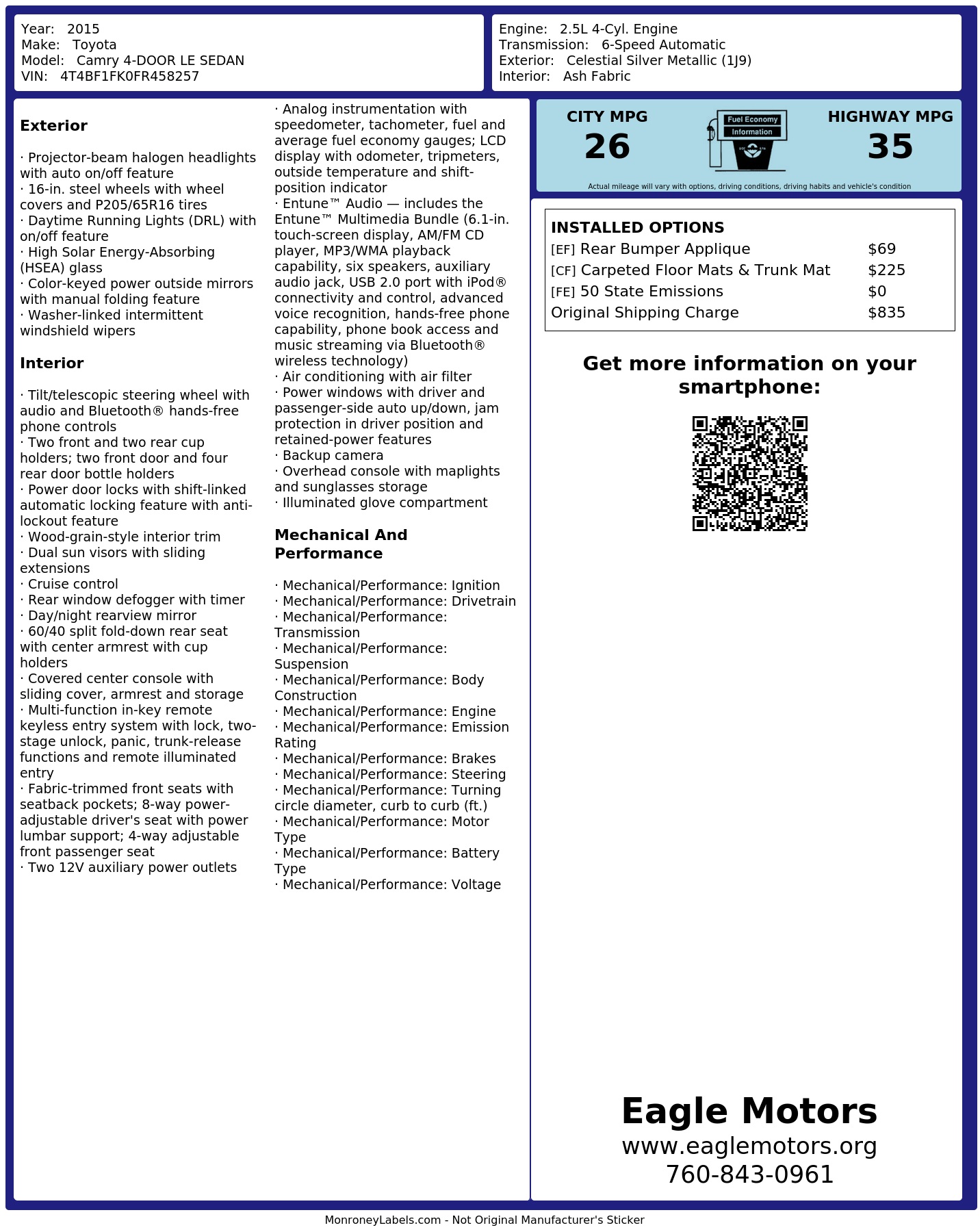 Monroney Label