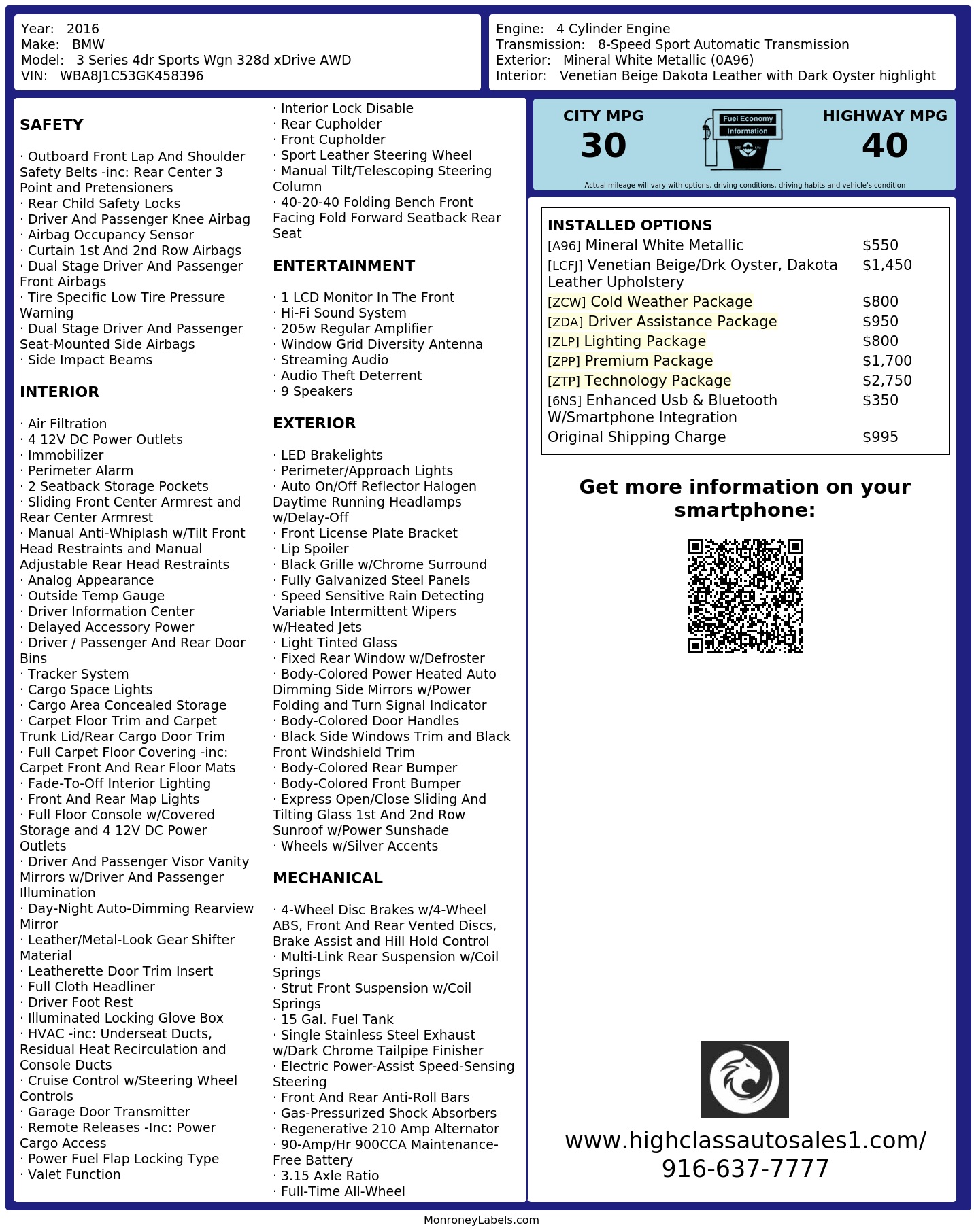 Monroney Label