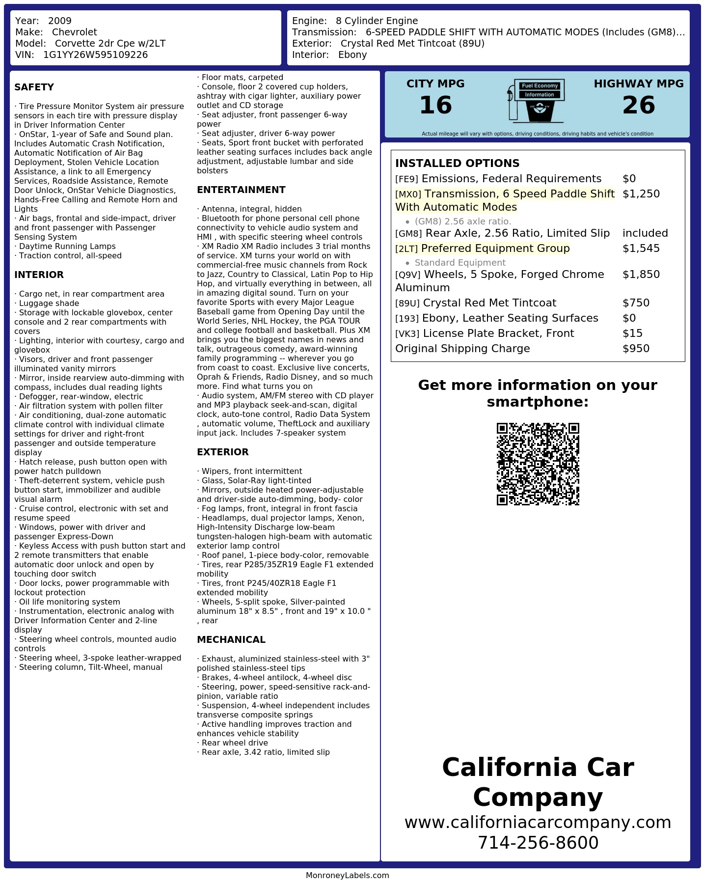 Monroney Label