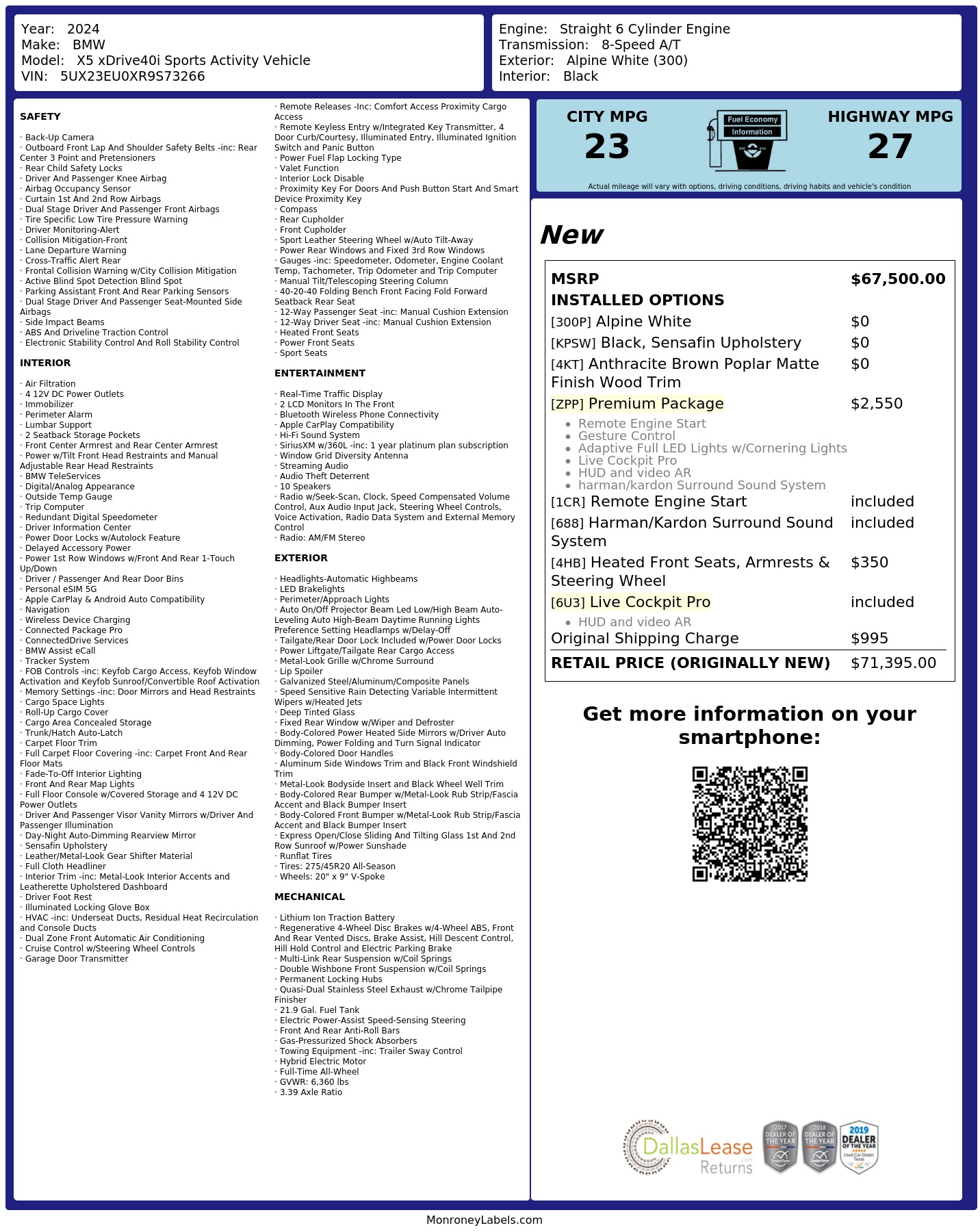 Monroney Label