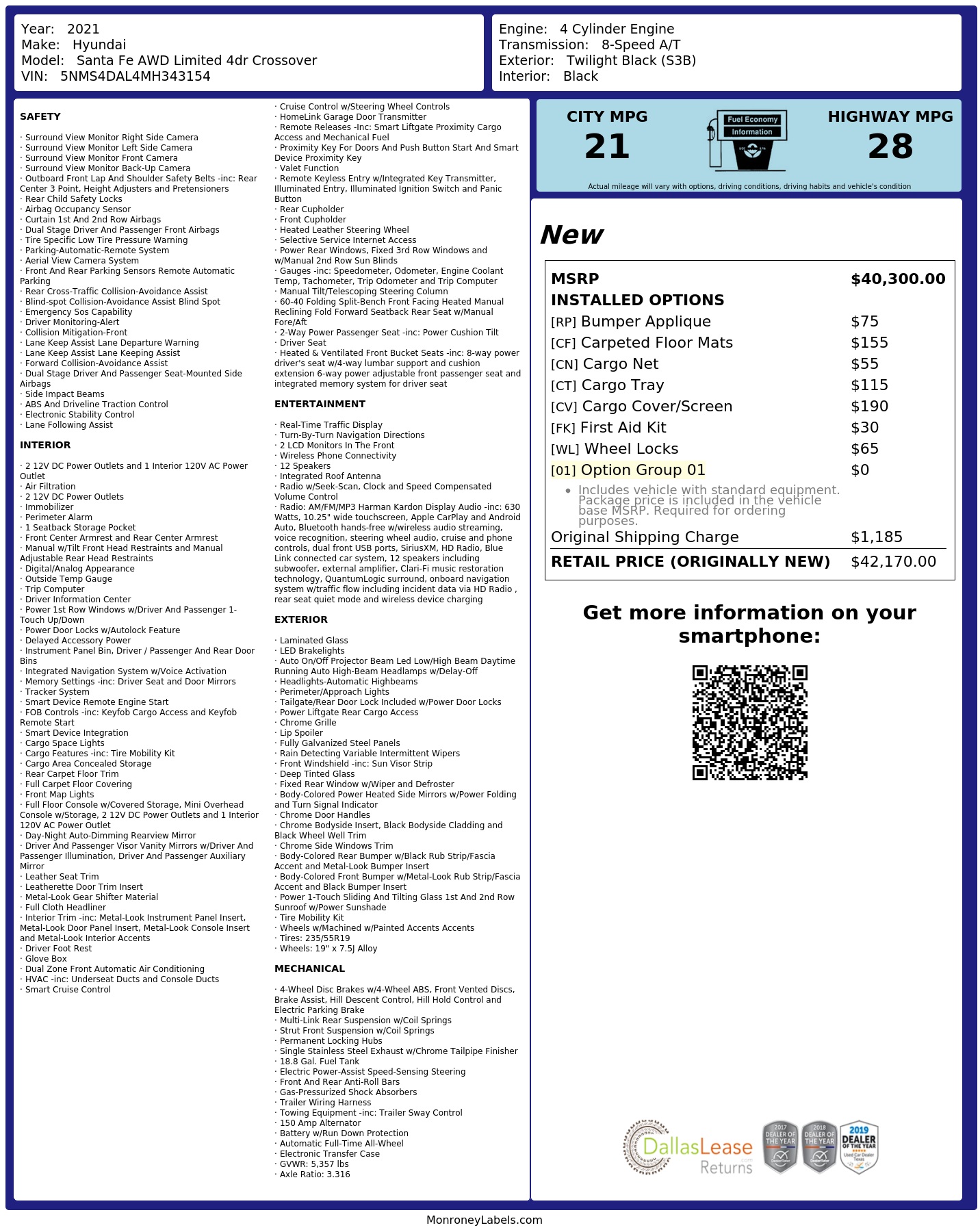 Monroney Label