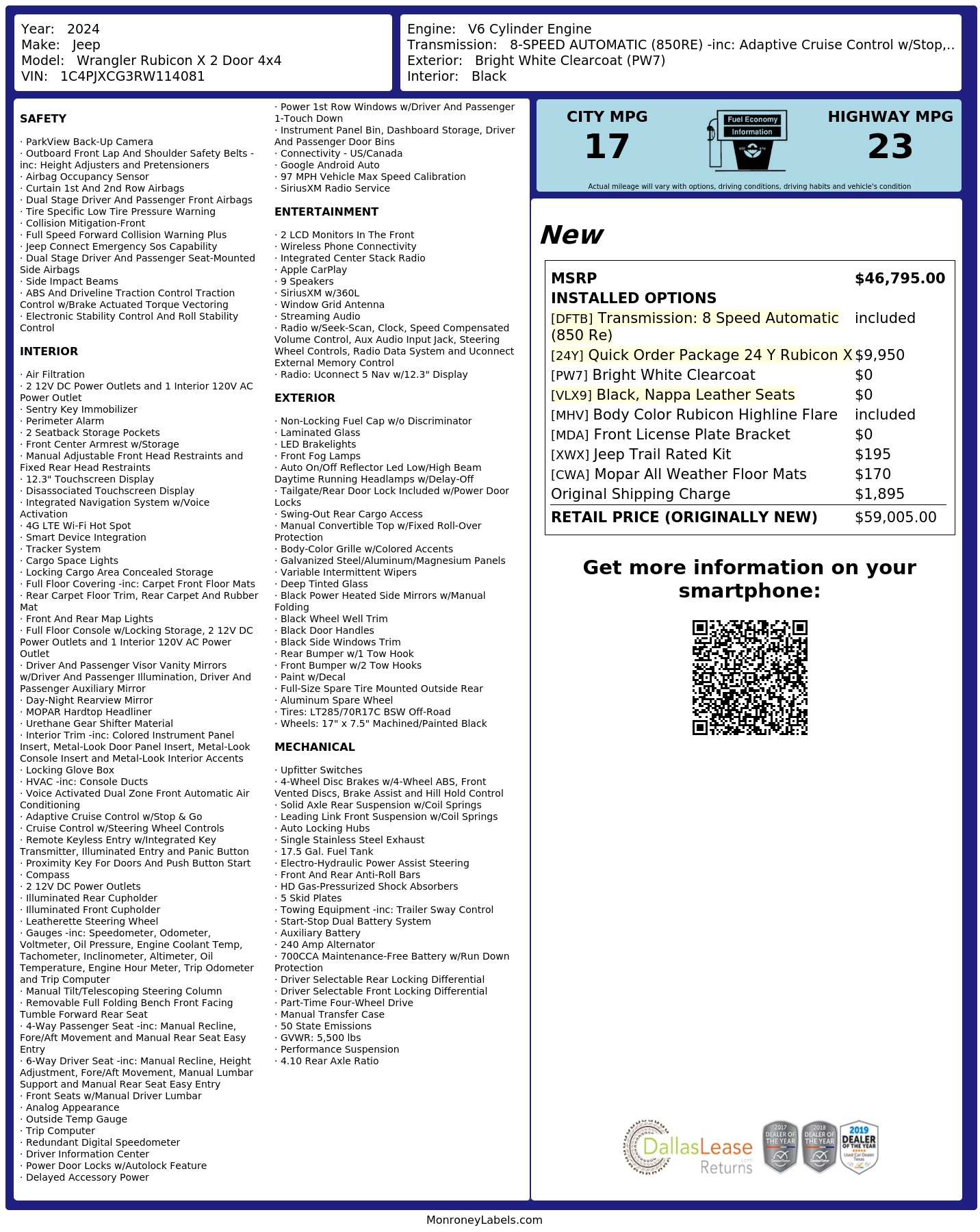 Monroney Label