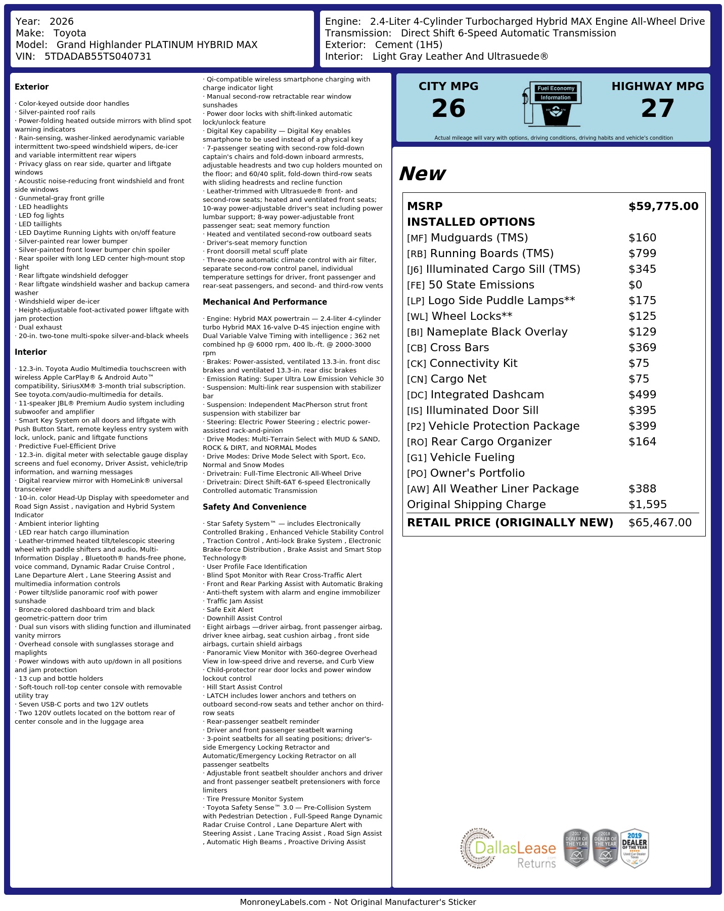 Monroney Label